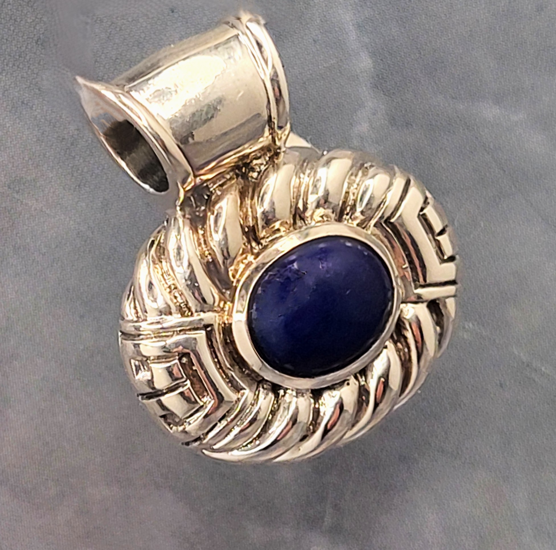 Bold Sterling Silver & Lapis Lazuli Slide Pendant
