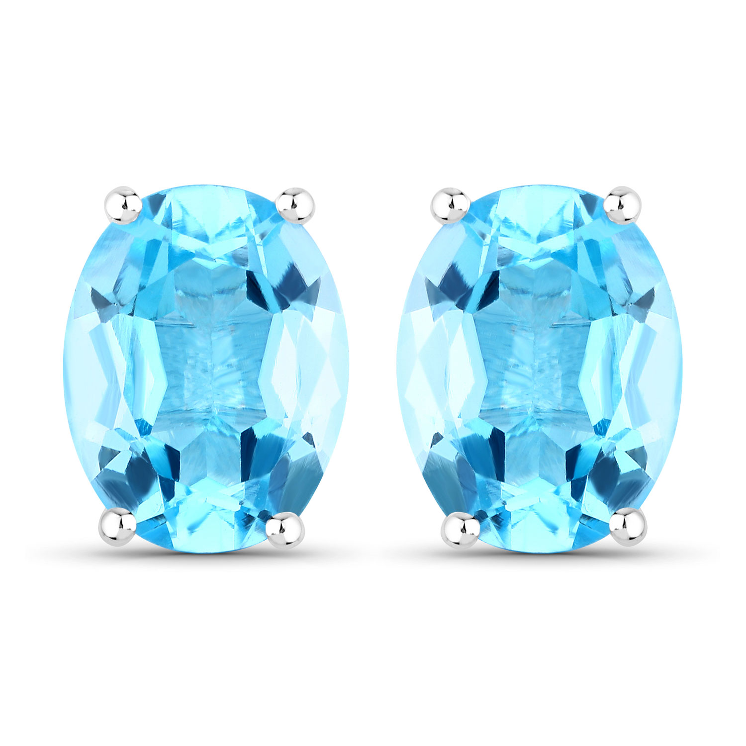 Swiss Blue Topaz Contemporary Solitaire Earrings