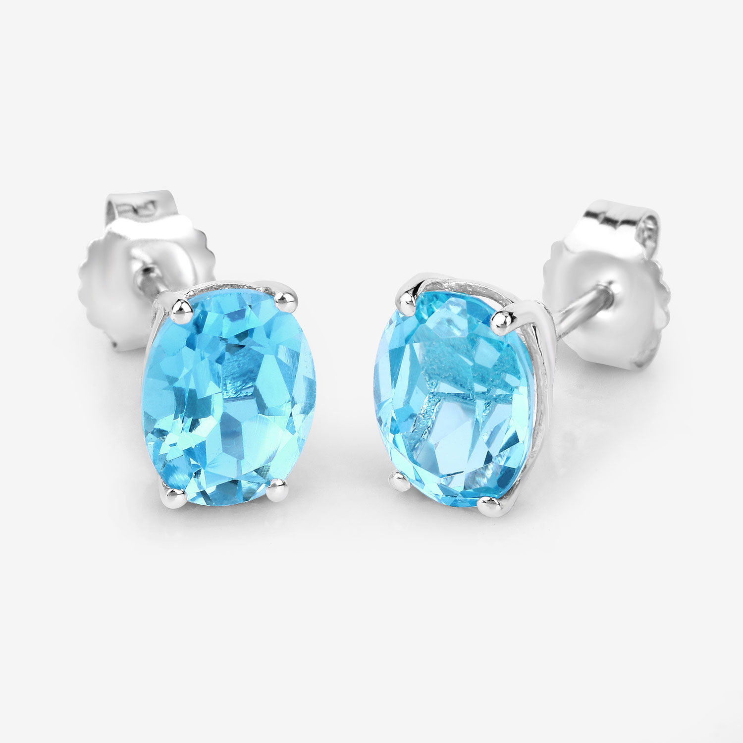 Swiss Blue Topaz Contemporary Solitaire Earrings