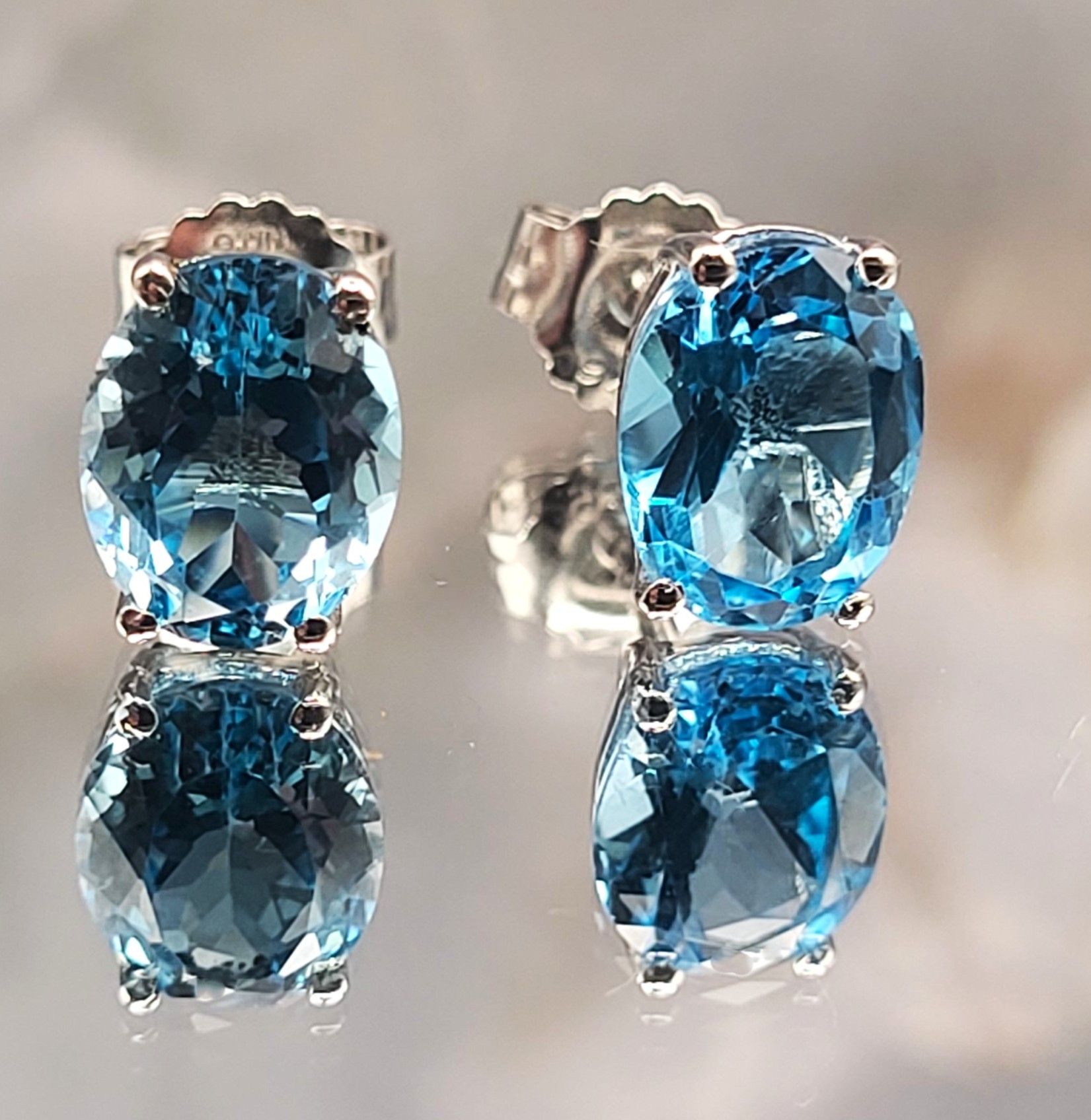 Swiss Blue Topaz Contemporary Solitaire Earrings