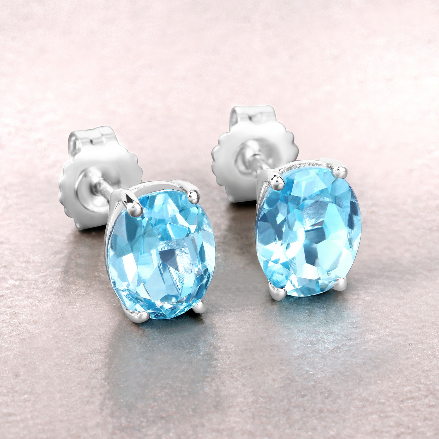 Swiss Blue Topaz Contemporary Solitaire Earrings