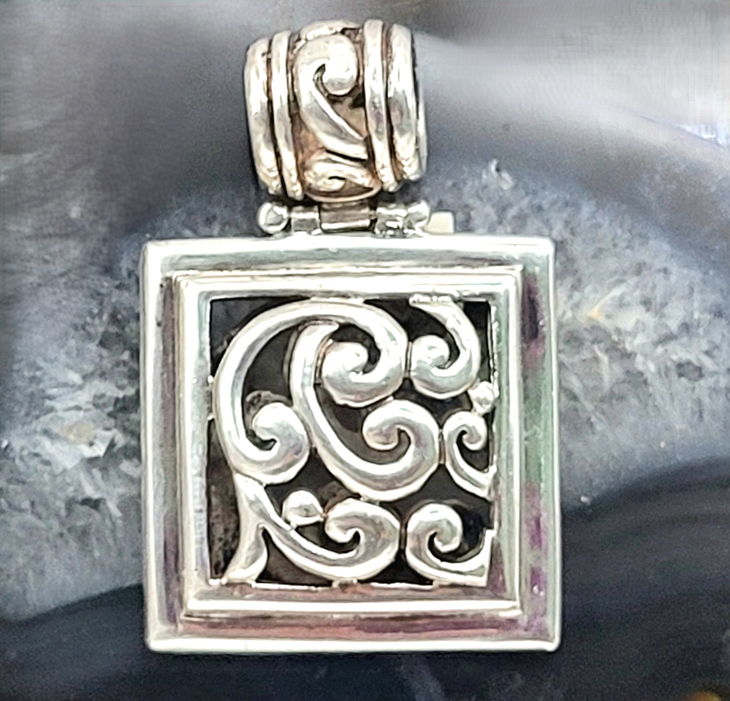 Vintage Barse Bold, 2D Sculptural Square Pendant