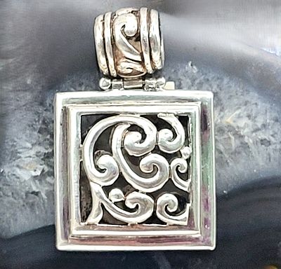 Vintage Barse Bold, 2D Sculptural Square Pendant. 13100193 
Die-Struck in: Sterling Silver 