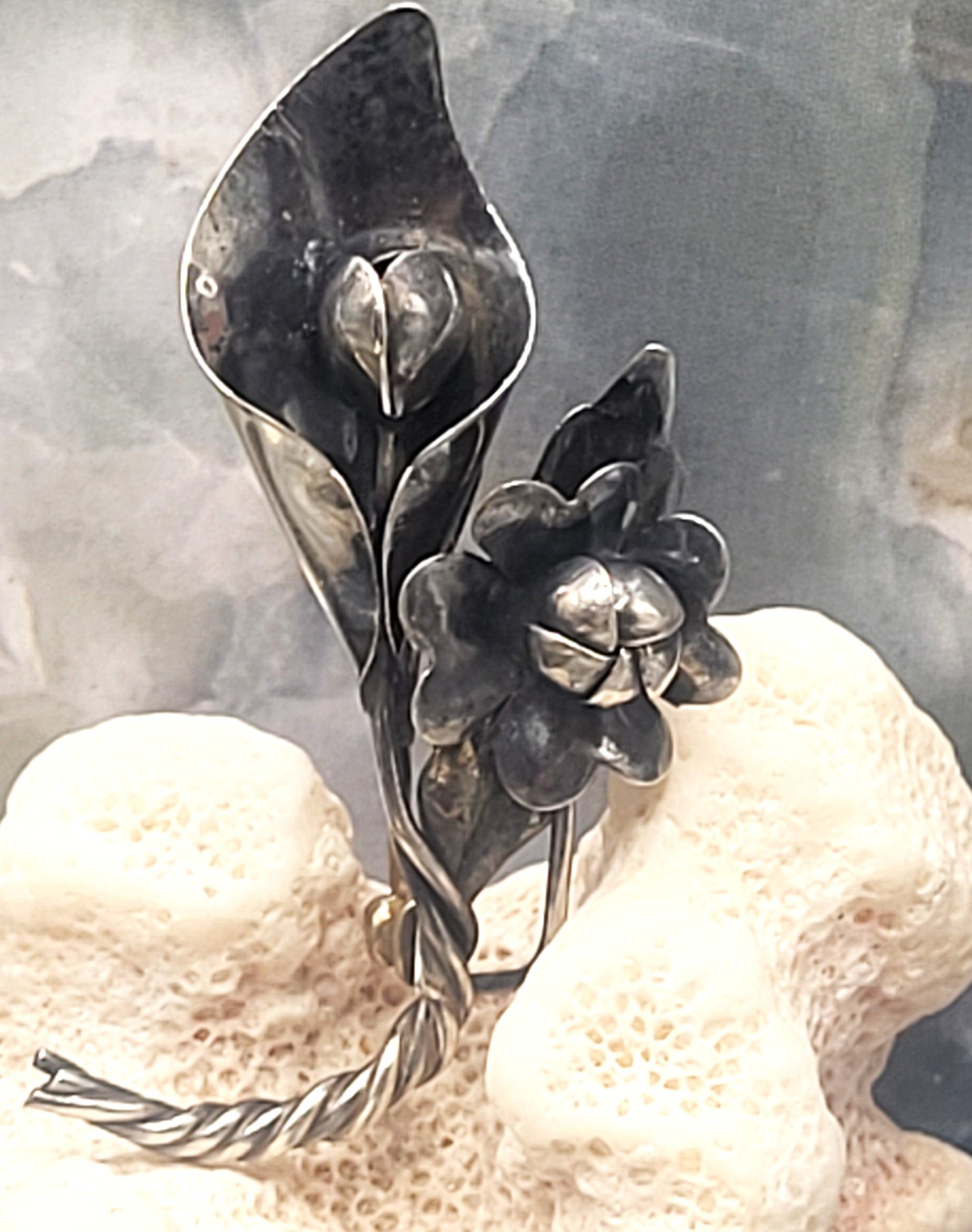 Handmade Sterling Silver Calla Lily Brooch