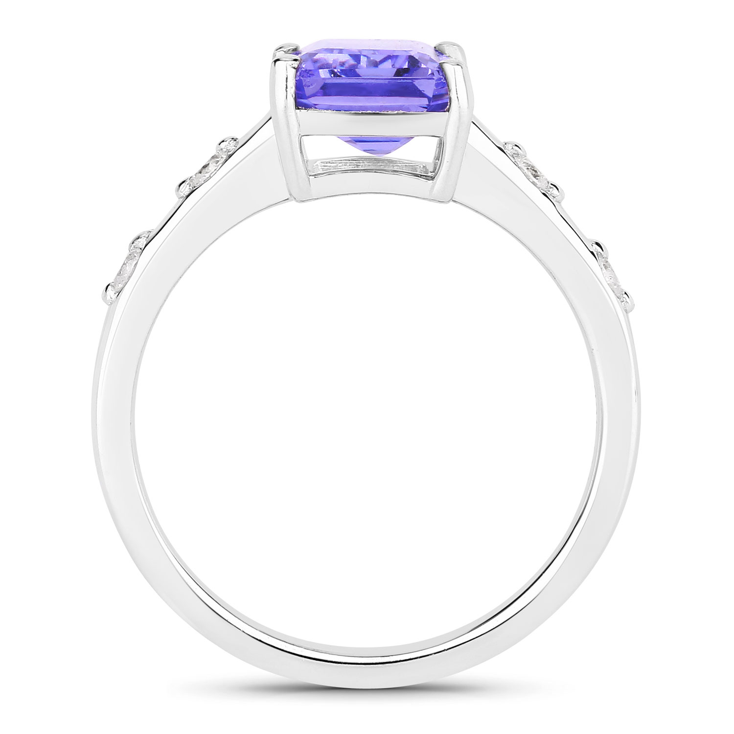 Elongated Genuine Tanzanite & Lab Diamond Ring .925