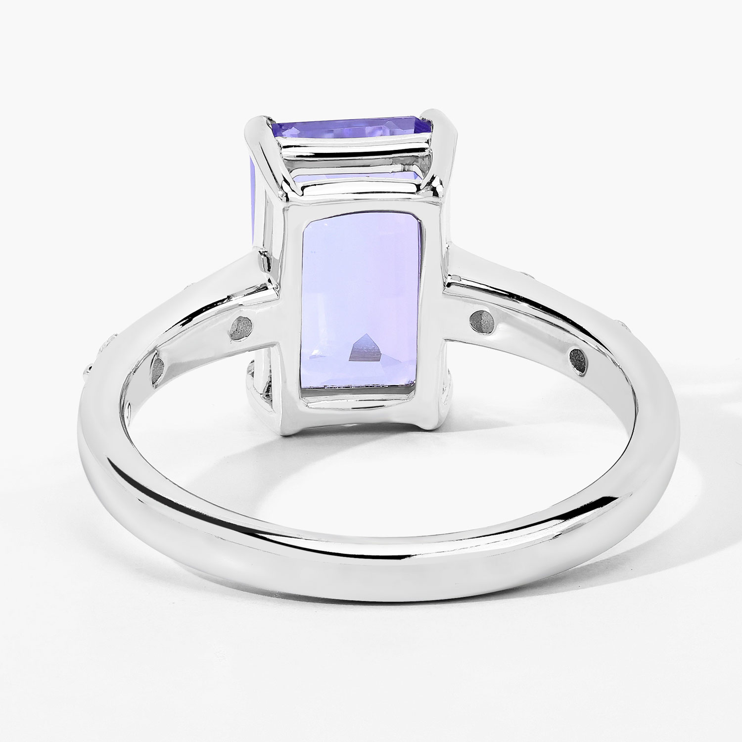 Elongated Genuine Tanzanite & Lab Diamond Ring .925