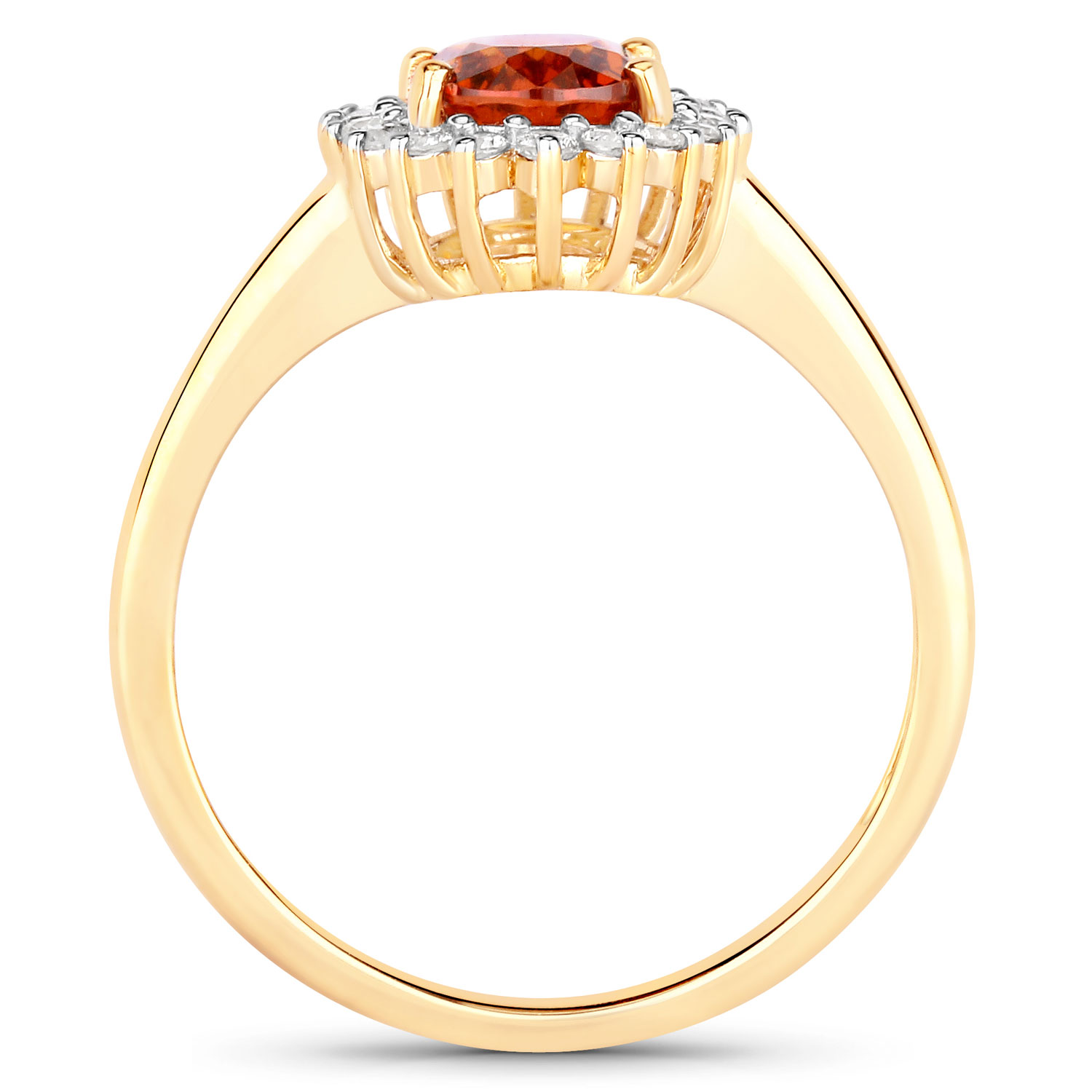 Spessartite Garnet and Diamond Halo Ring