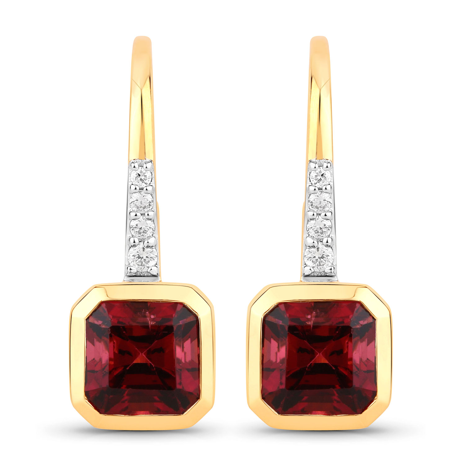 Rich Rubellite and Diamond Dangle Earrings