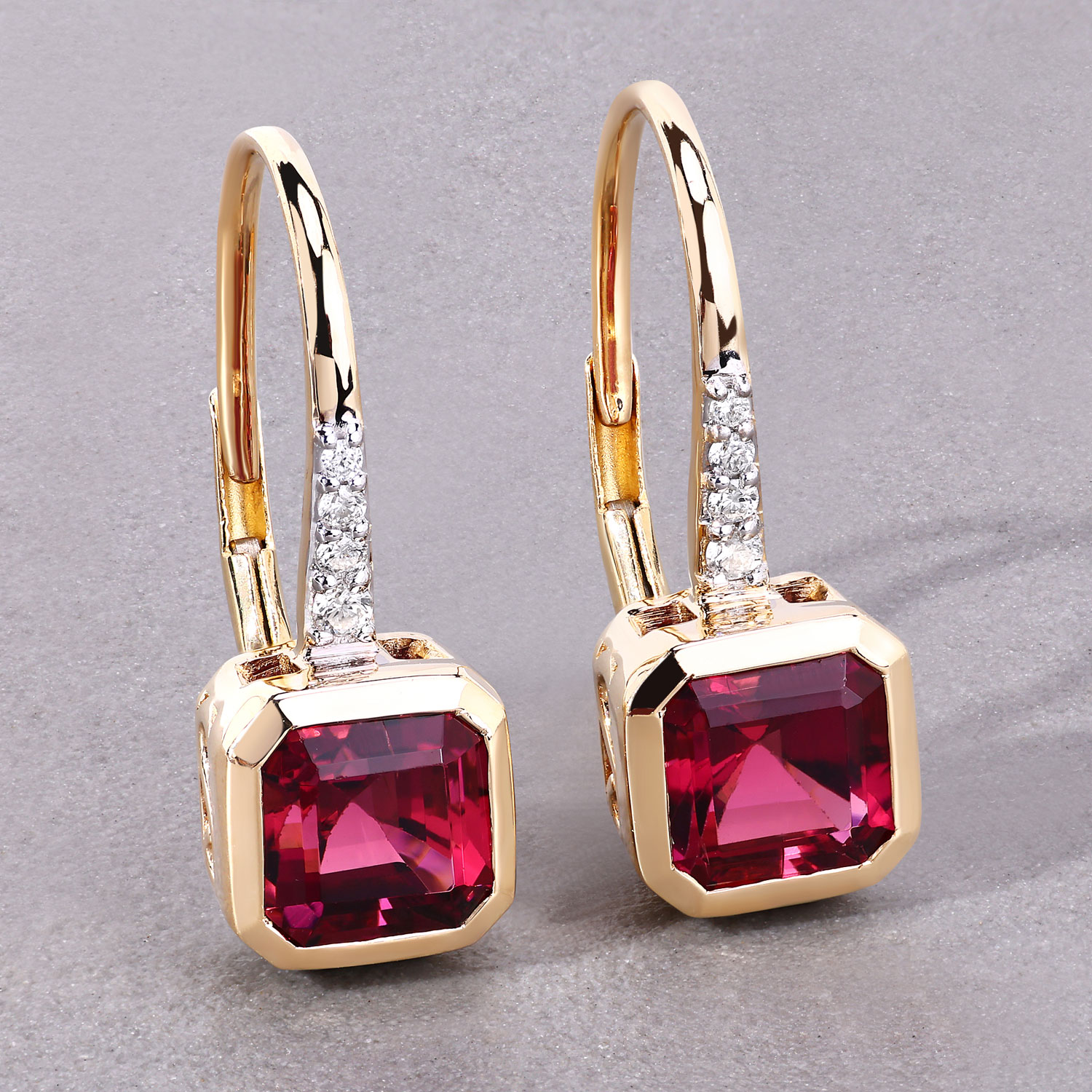 Rich Rubellite and Diamond Dangle Earrings
