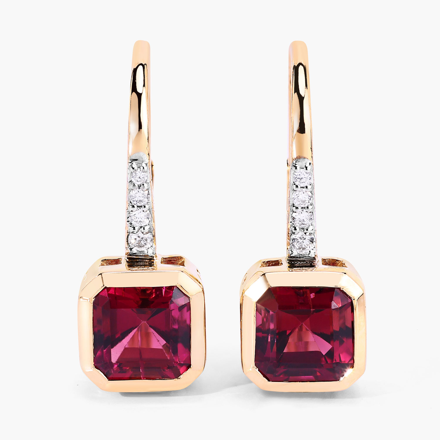 Rich Rubellite and Diamond Dangle Earrings