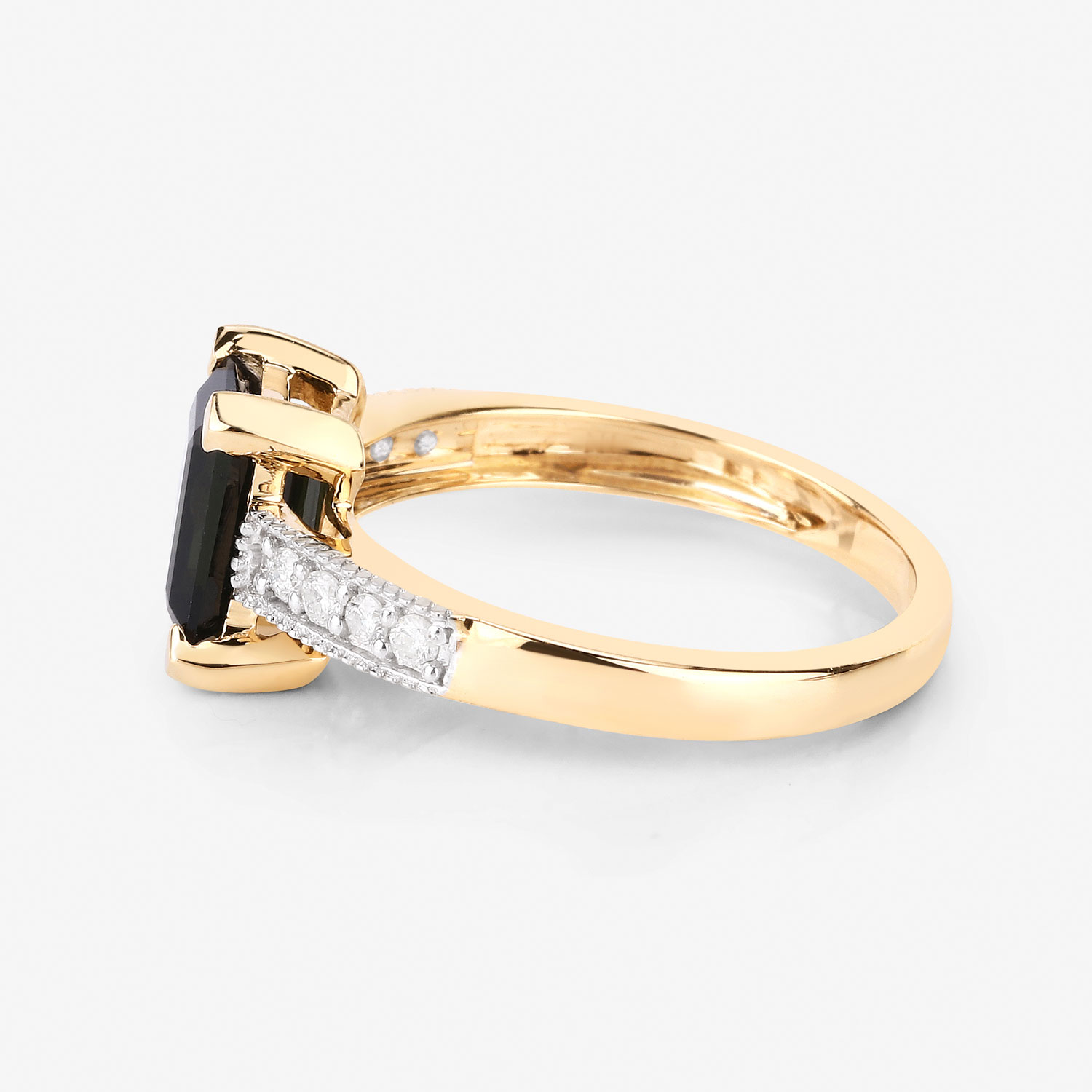 Deep Forest Green Tourmaline and Diamond Ring