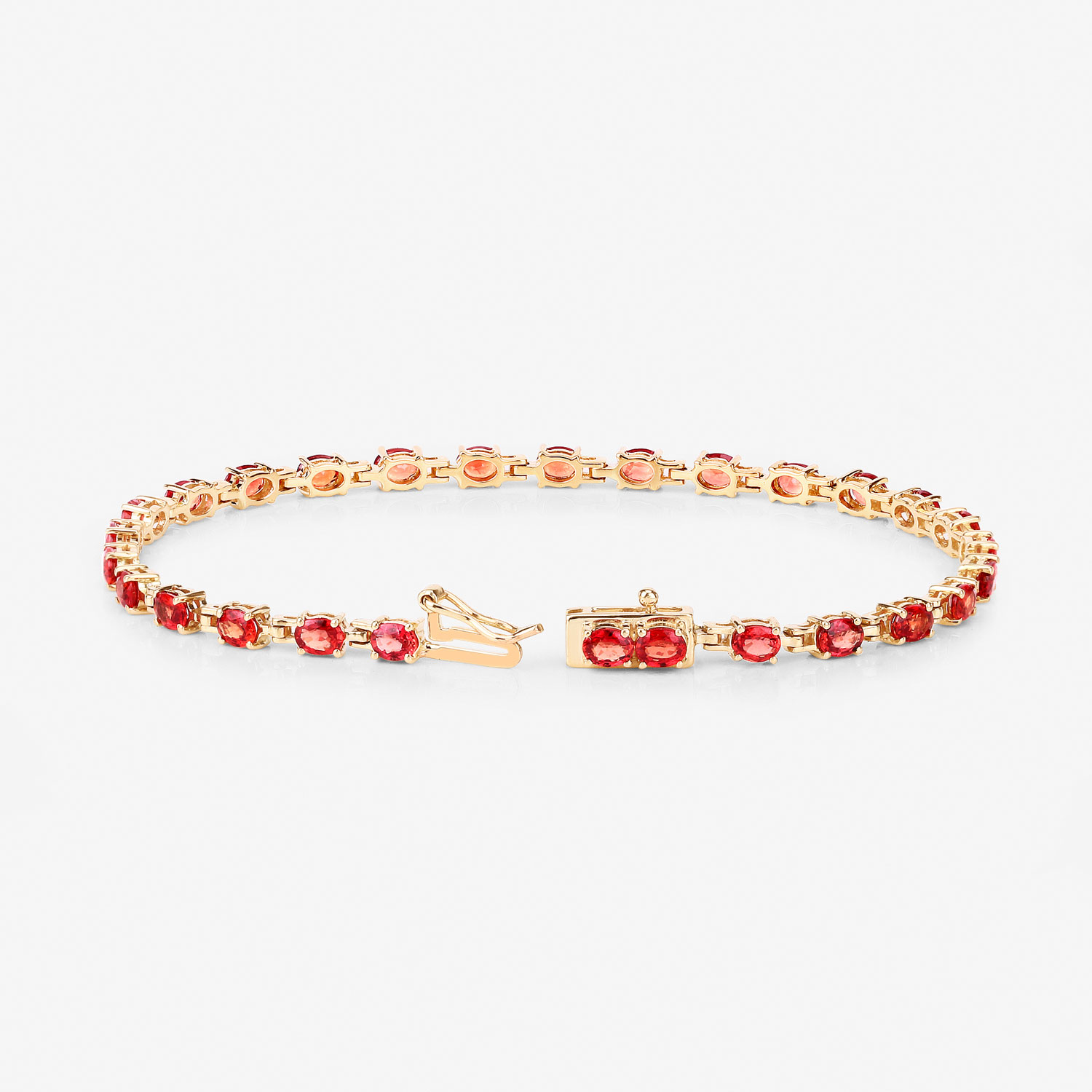 Fiery, Round, Orange Sapphire Eternity Bracelet 7.00CTW
