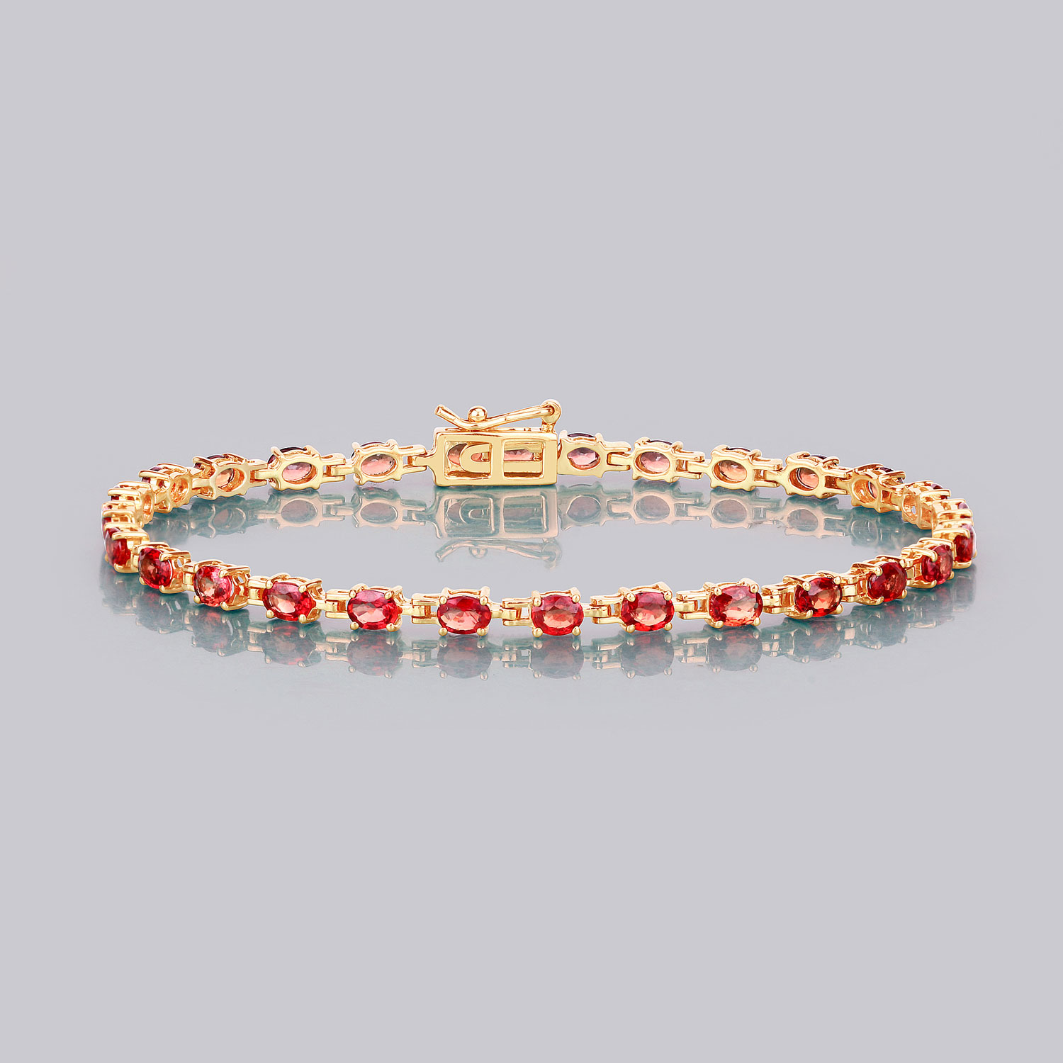 Fiery, Round, Orange Sapphire Eternity Bracelet 7.00CTW