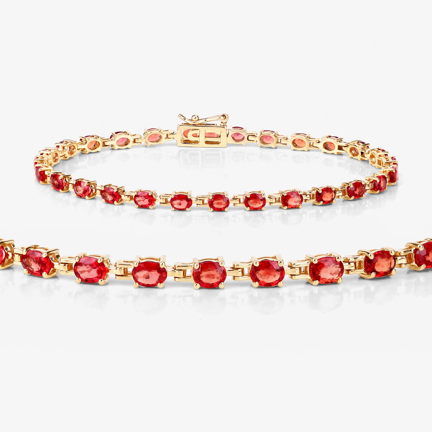 Fiery, Round, Orange Sapphire Eternity Bracelet 7.00CTW
