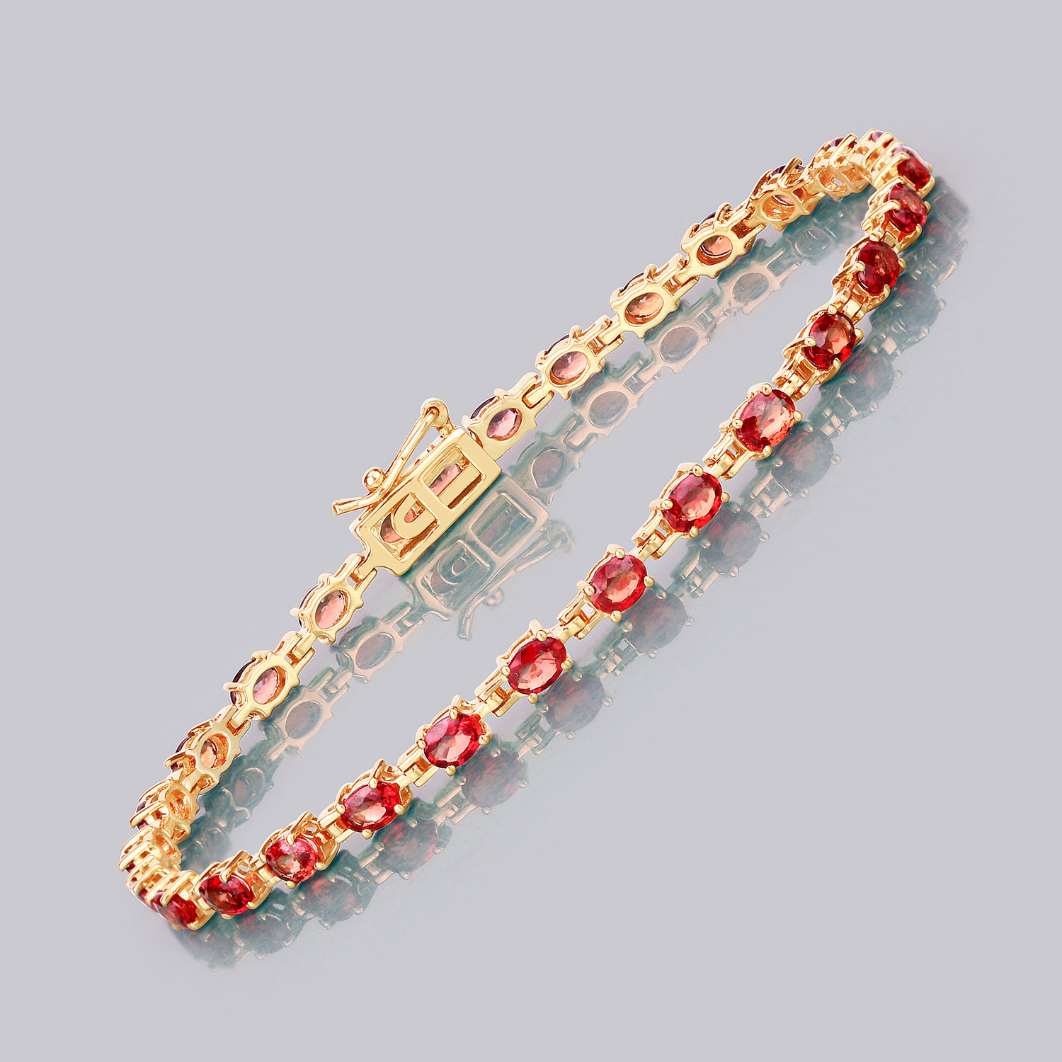 Fiery, Round, Orange Sapphire Eternity Bracelet 7.00CTW