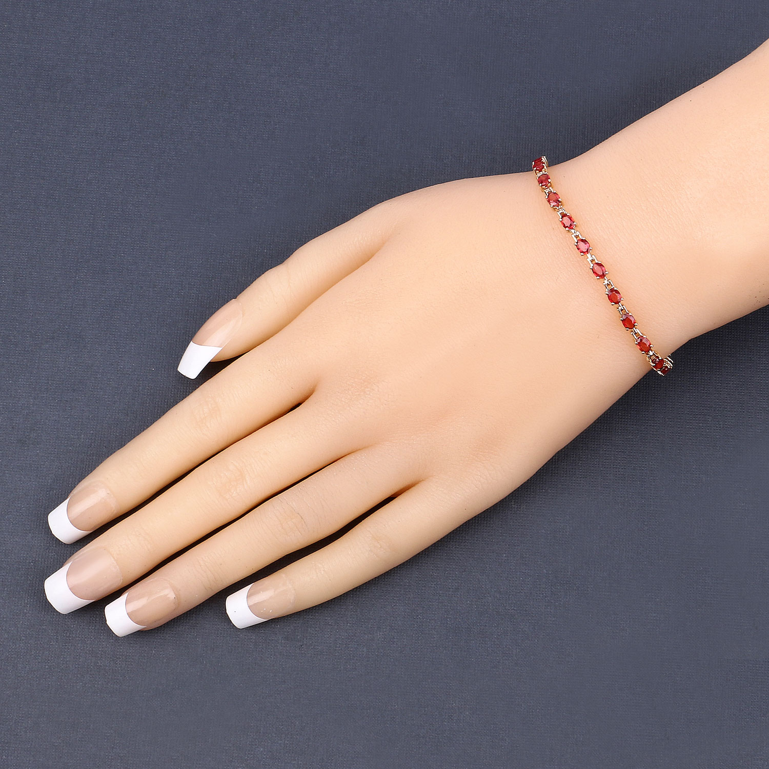 Fiery, Round, Orange Sapphire Eternity Bracelet 7.00CTW