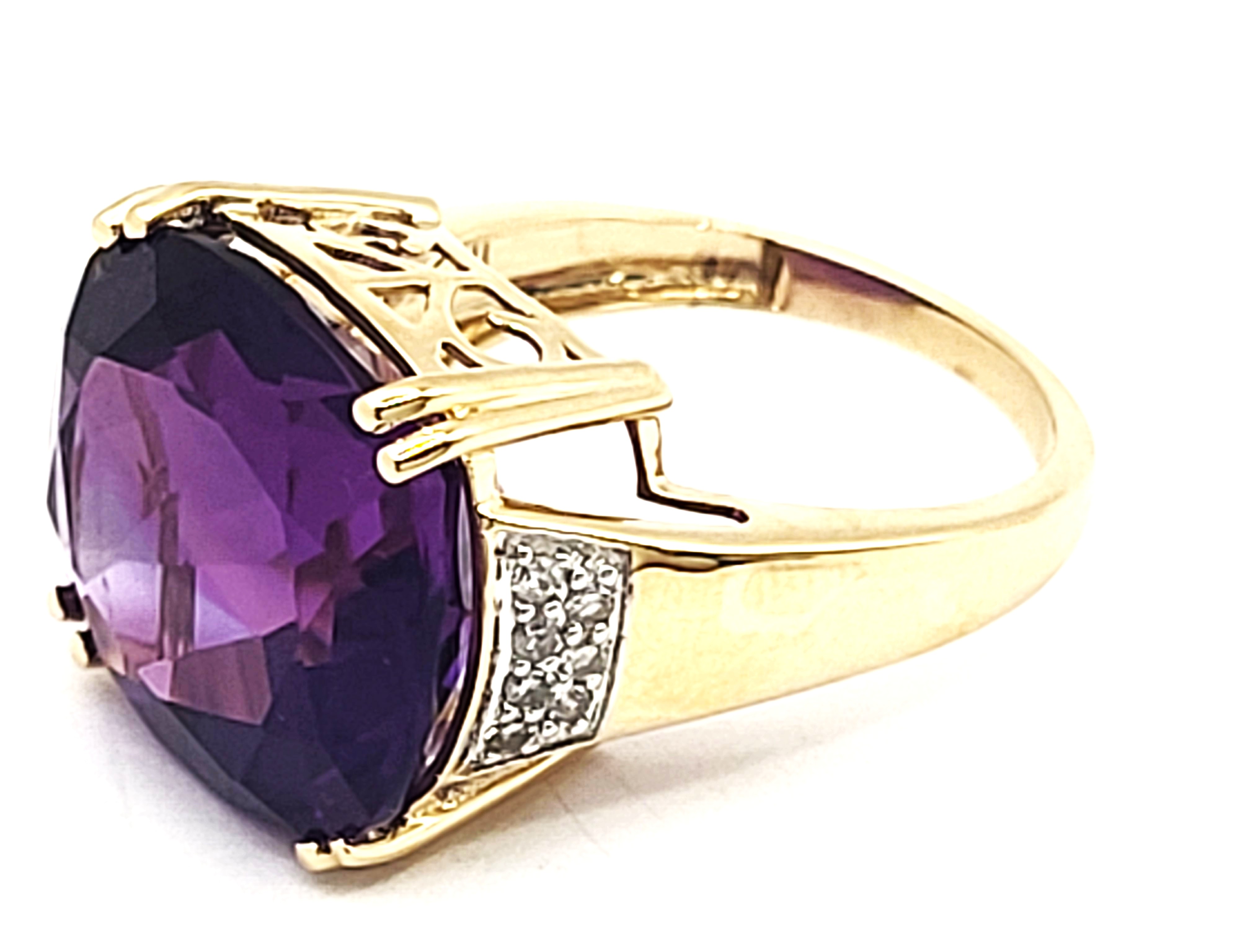 Vibrant Violet Amethyst and Diamond Ring