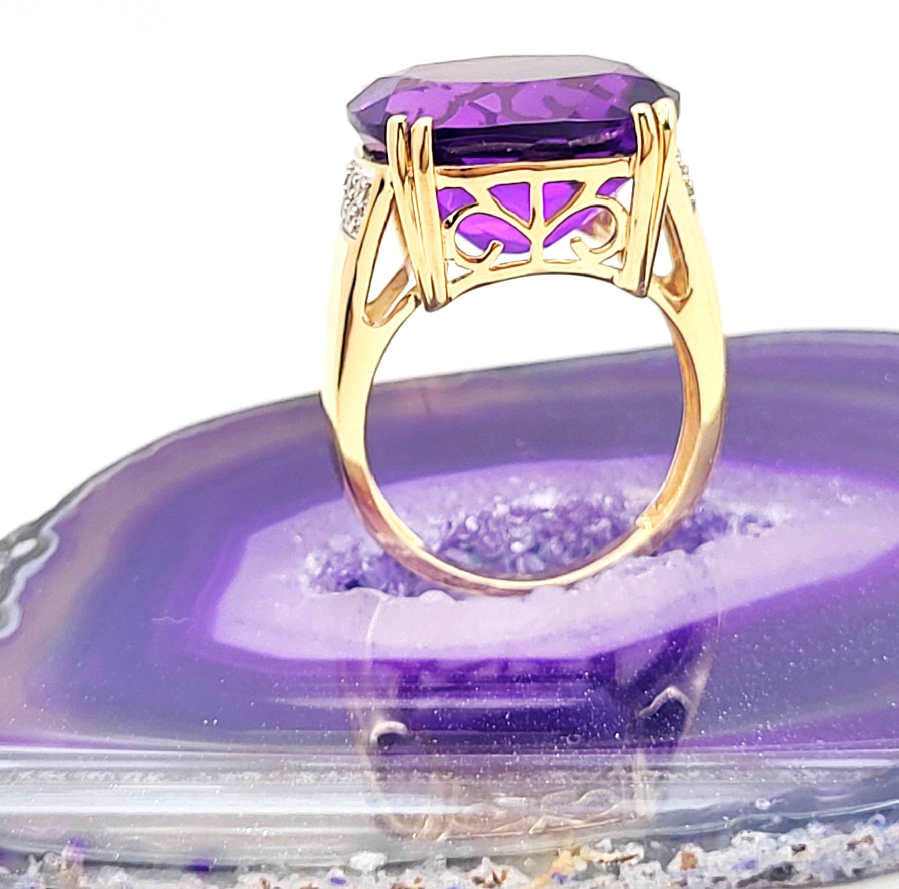 Vibrant Violet Amethyst and Diamond Ring