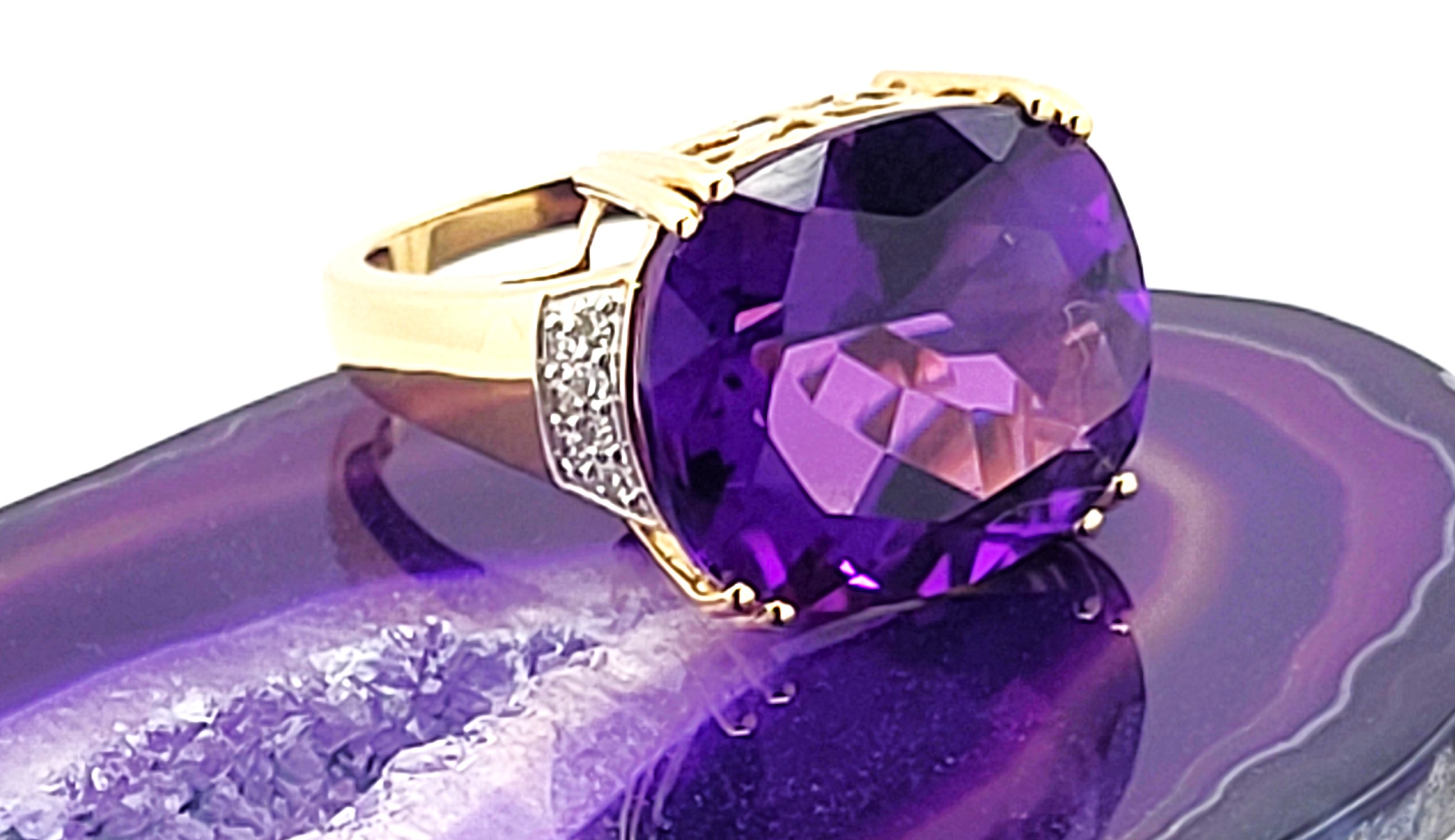 Vibrant Violet Amethyst and Diamond Ring