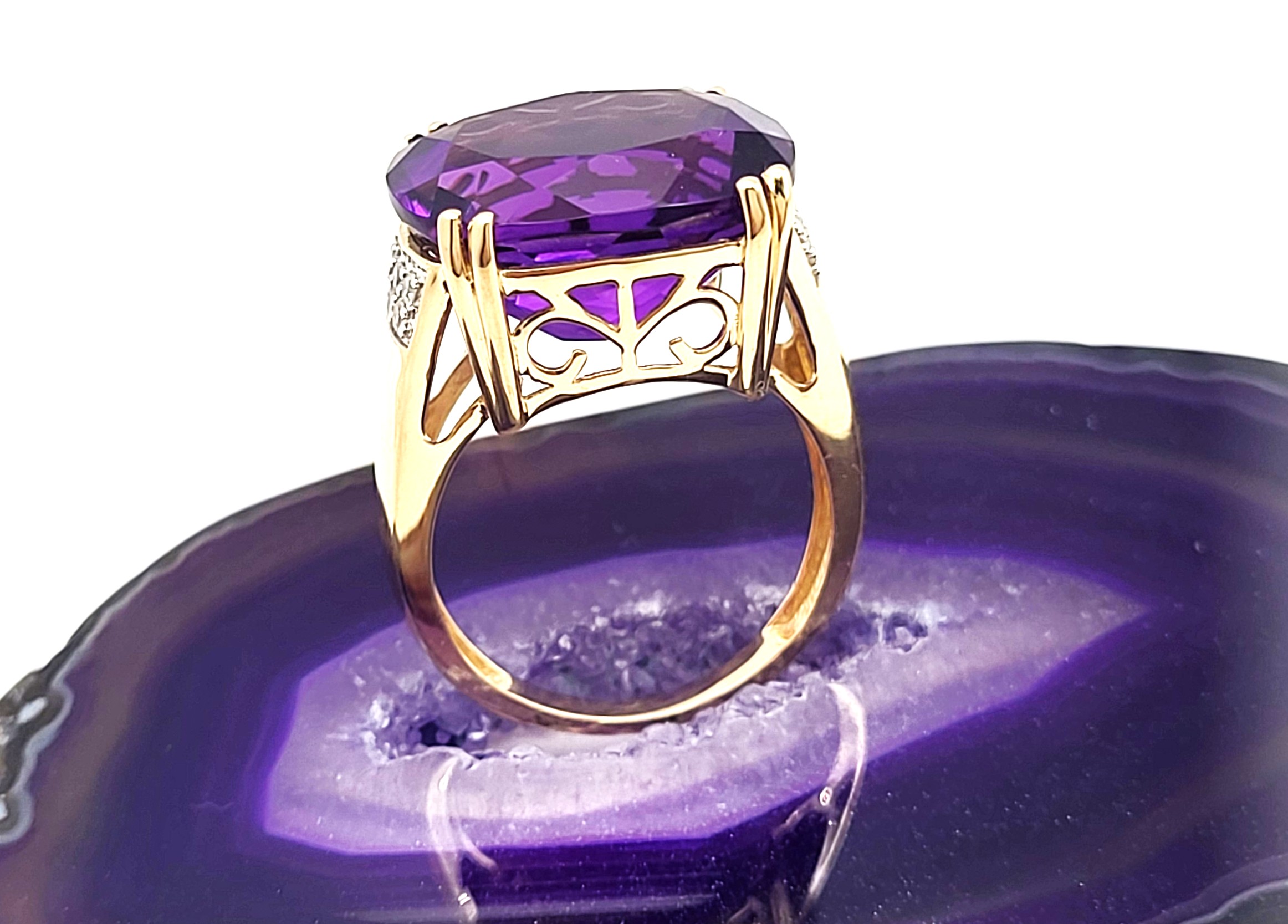 Vibrant Violet Amethyst and Diamond Ring