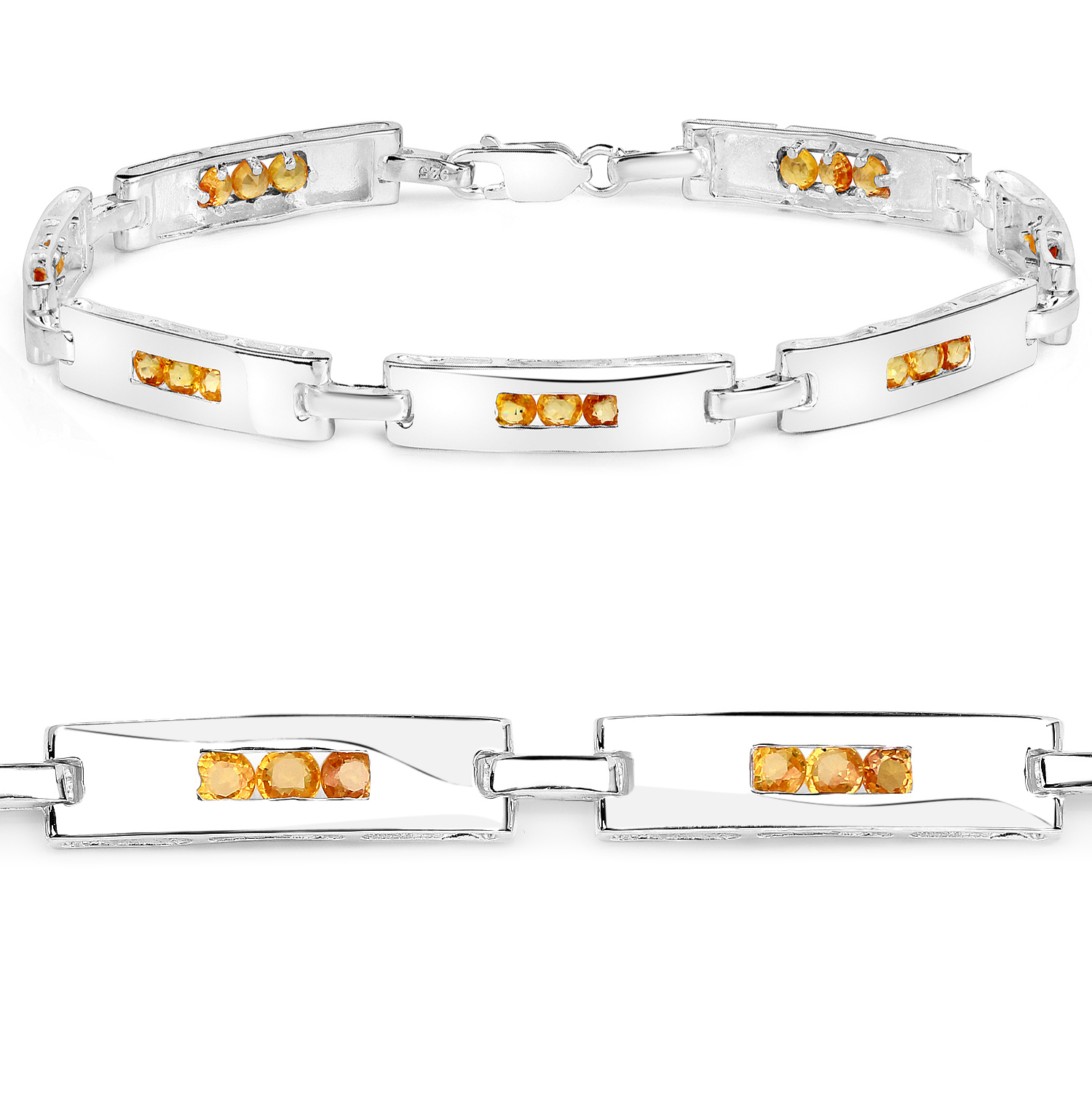 Unisex 2.52 CTW Yellow Sapphire Bracelet .925