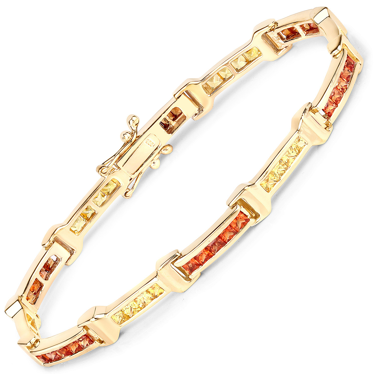 Orange and Yellow Bar Link Line Bracelet .925/14KY