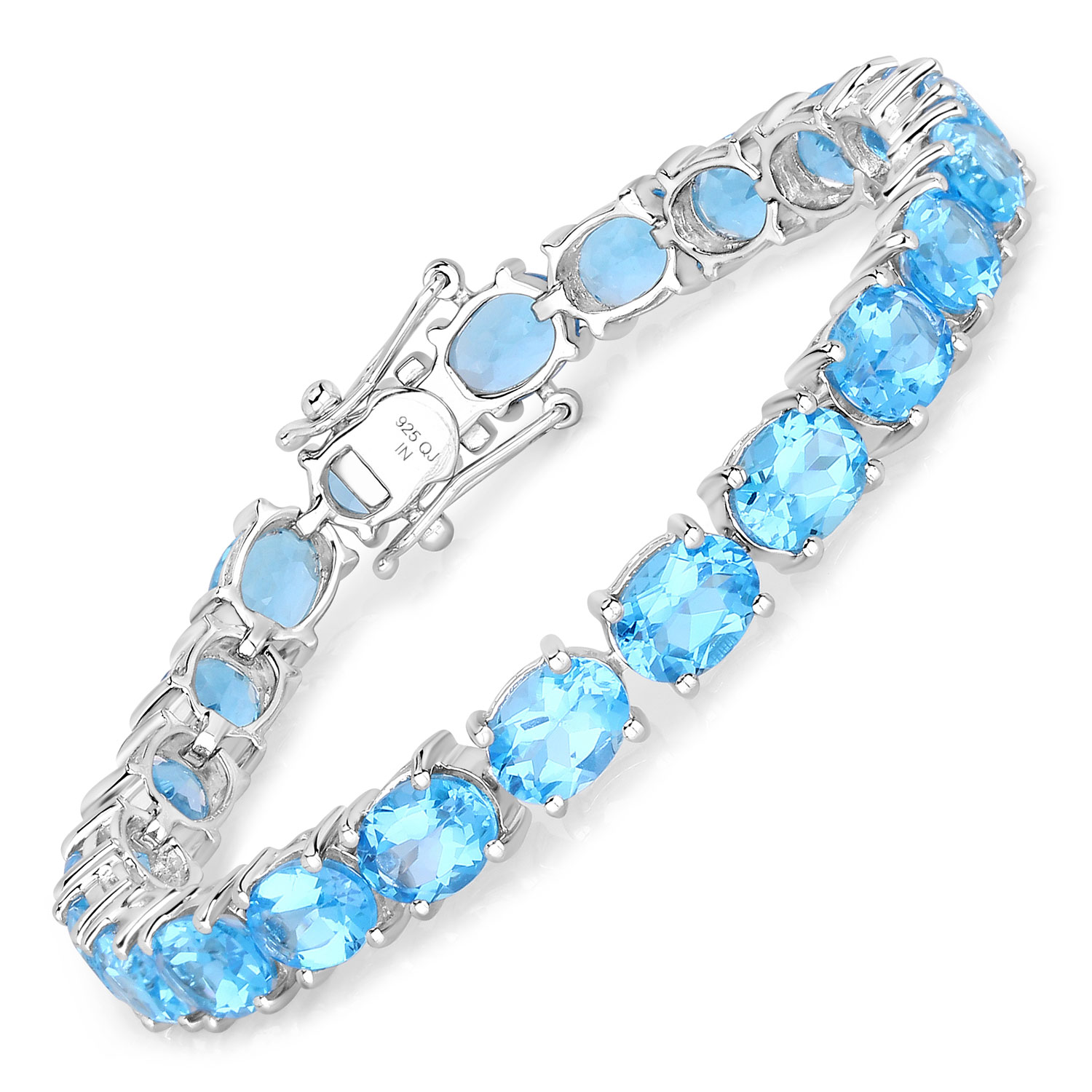 Fashionably Chunky Blue Topaz Eternity Bracelet