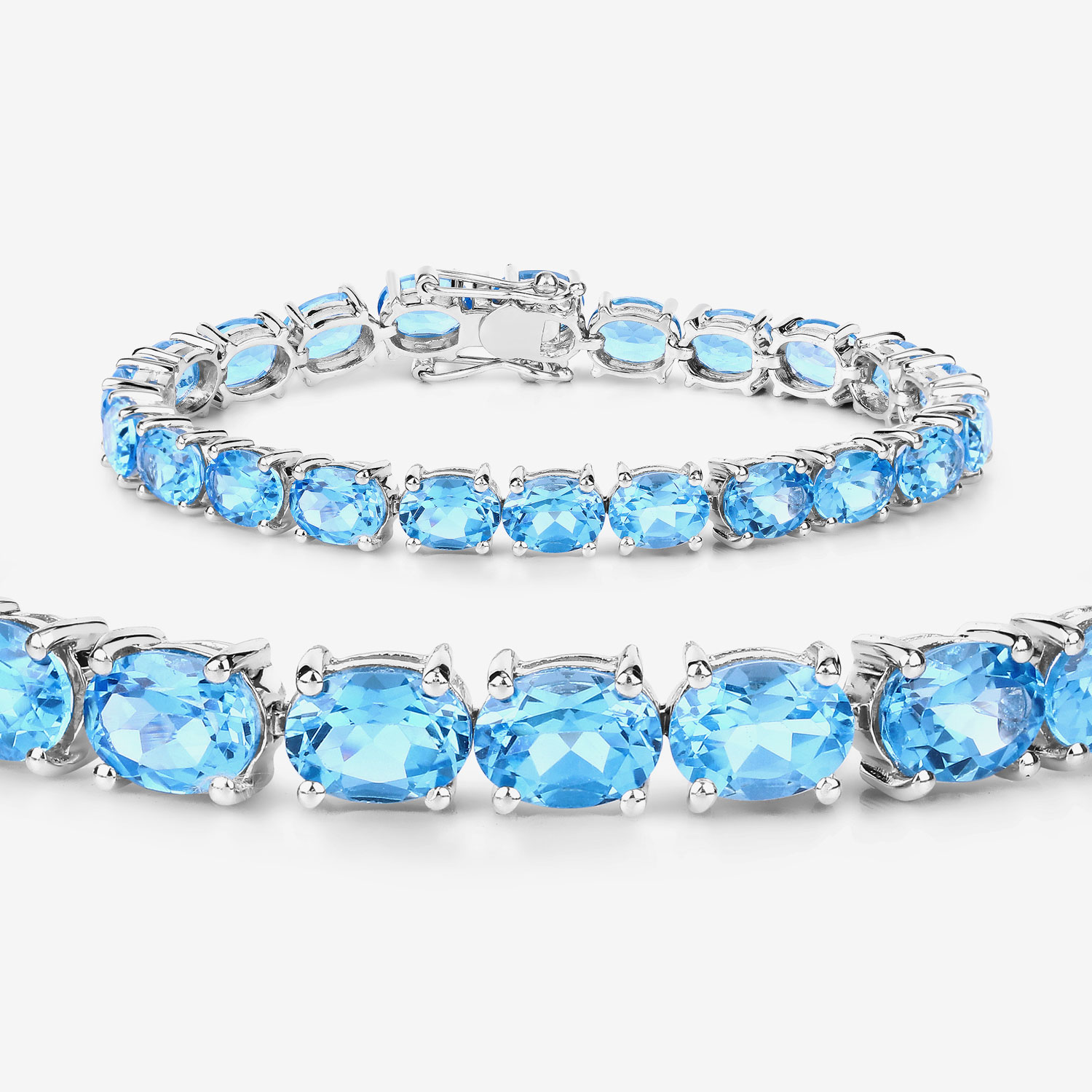 Fashionably Chunky Blue Topaz Eternity Bracelet