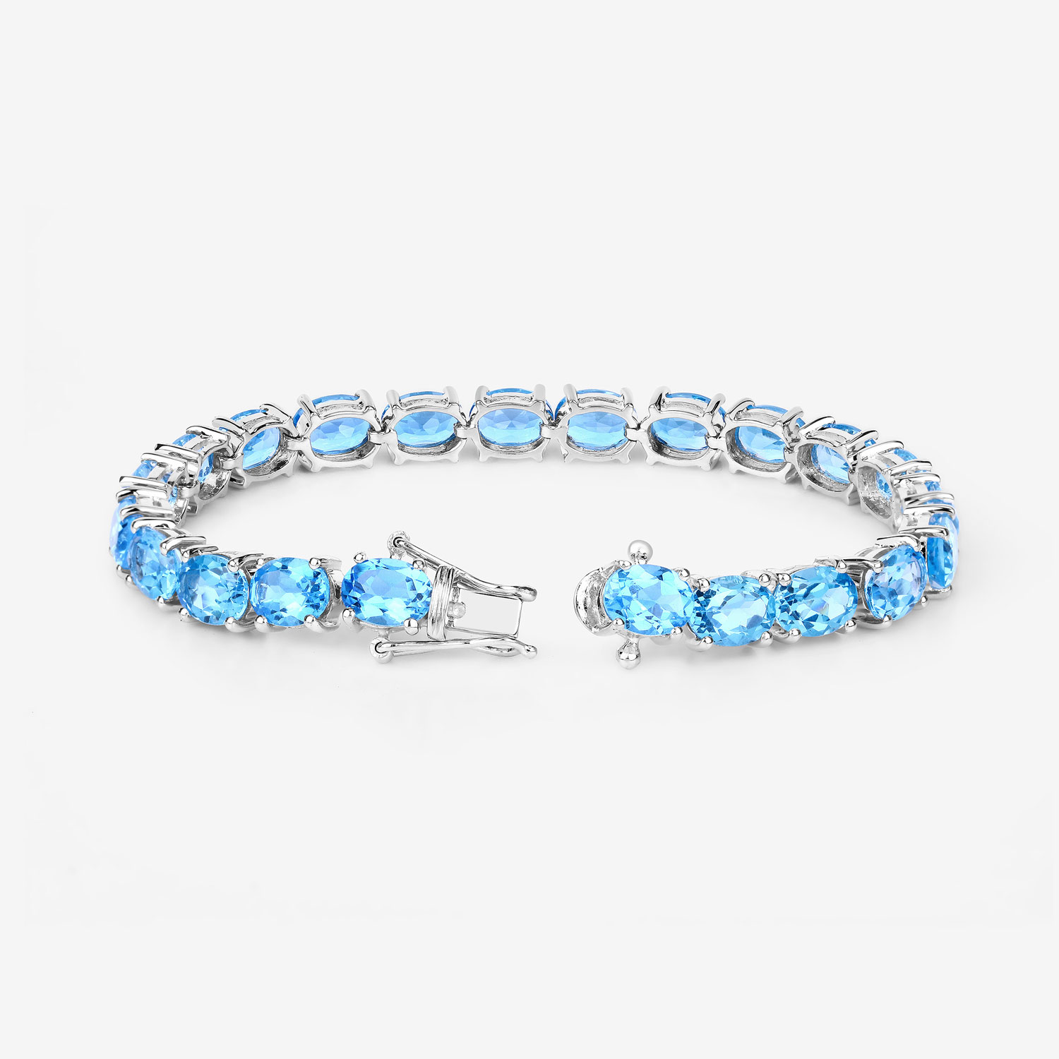 Fashionably Chunky Blue Topaz Eternity Bracelet