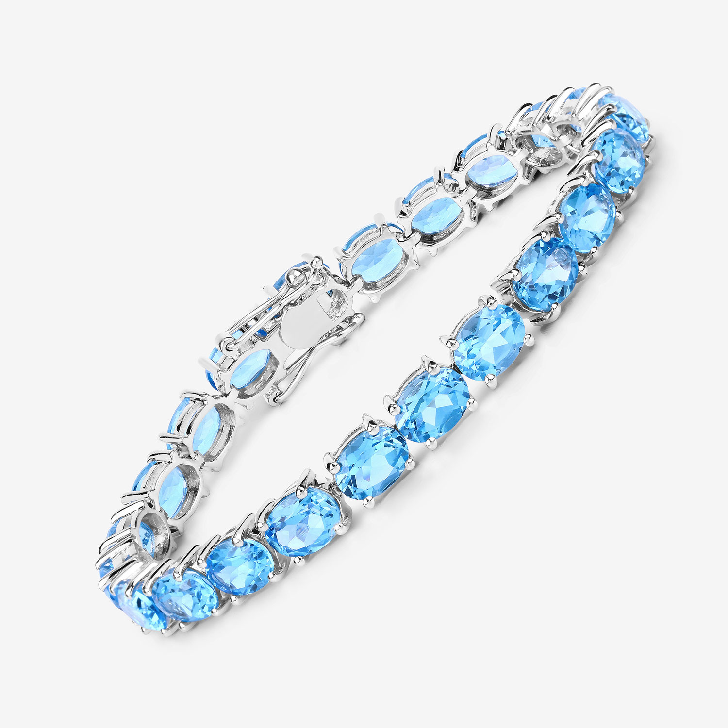 Fashionably Chunky Blue Topaz Eternity Bracelet