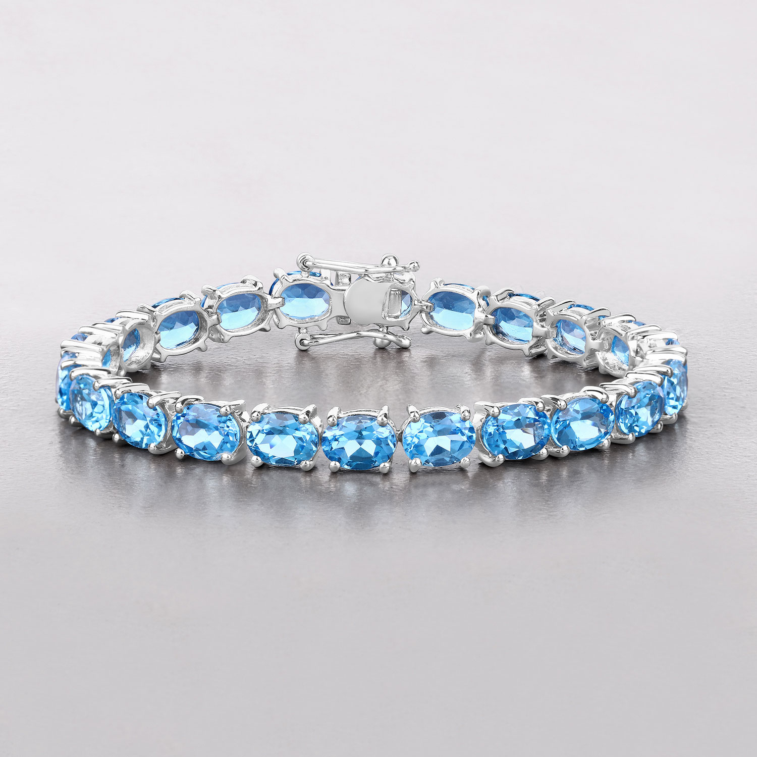 Fashionably Chunky Blue Topaz Eternity Bracelet