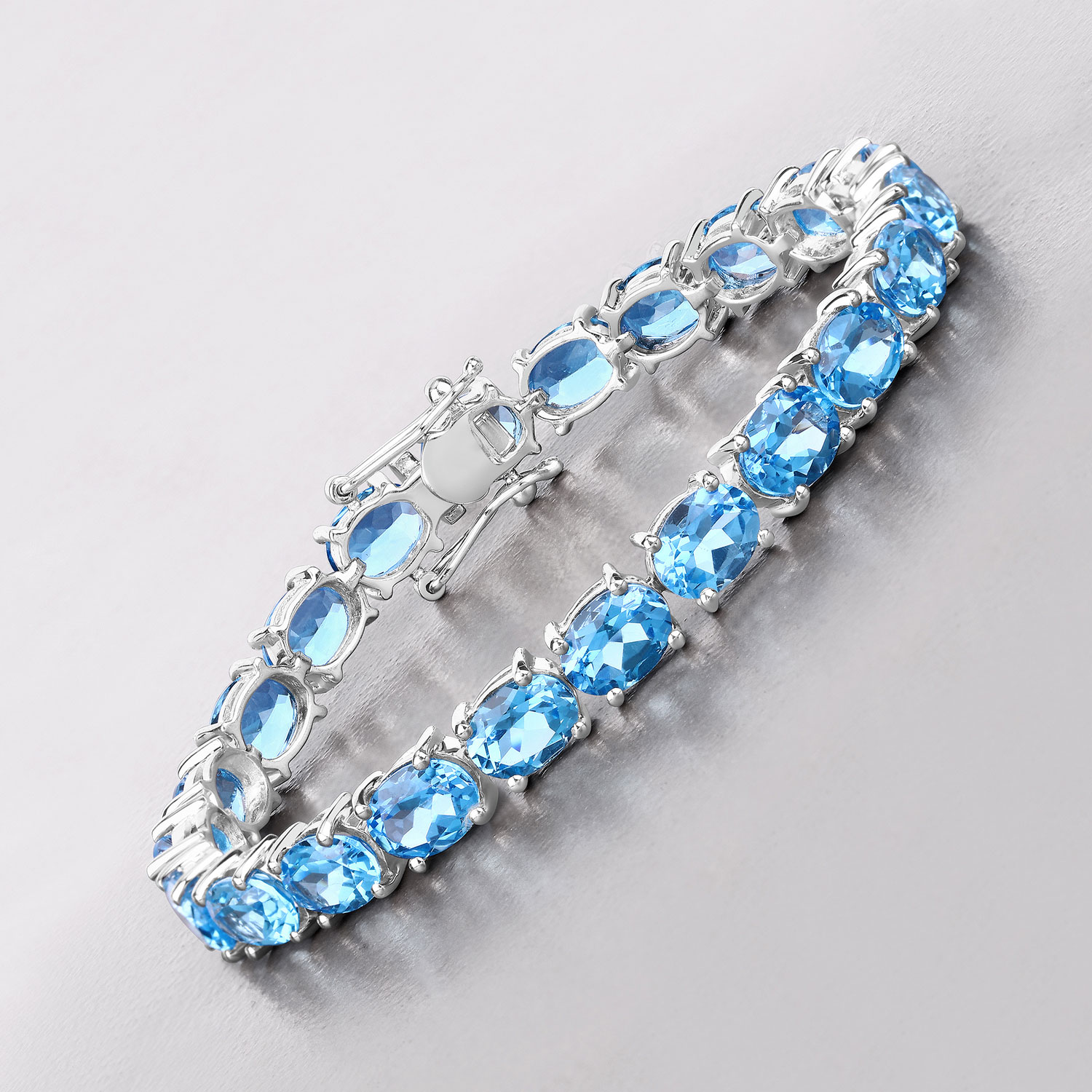 Fashionably Chunky Blue Topaz Eternity Bracelet