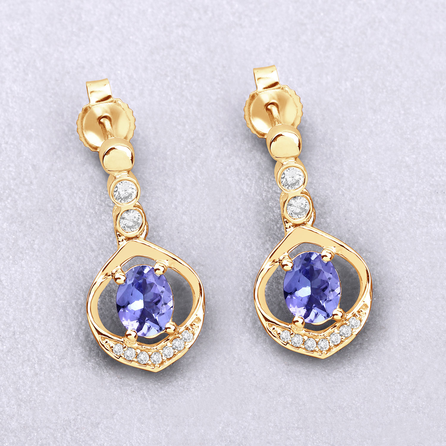 Tanzanite and Diamond Drop Earrings- Exotic Appeal