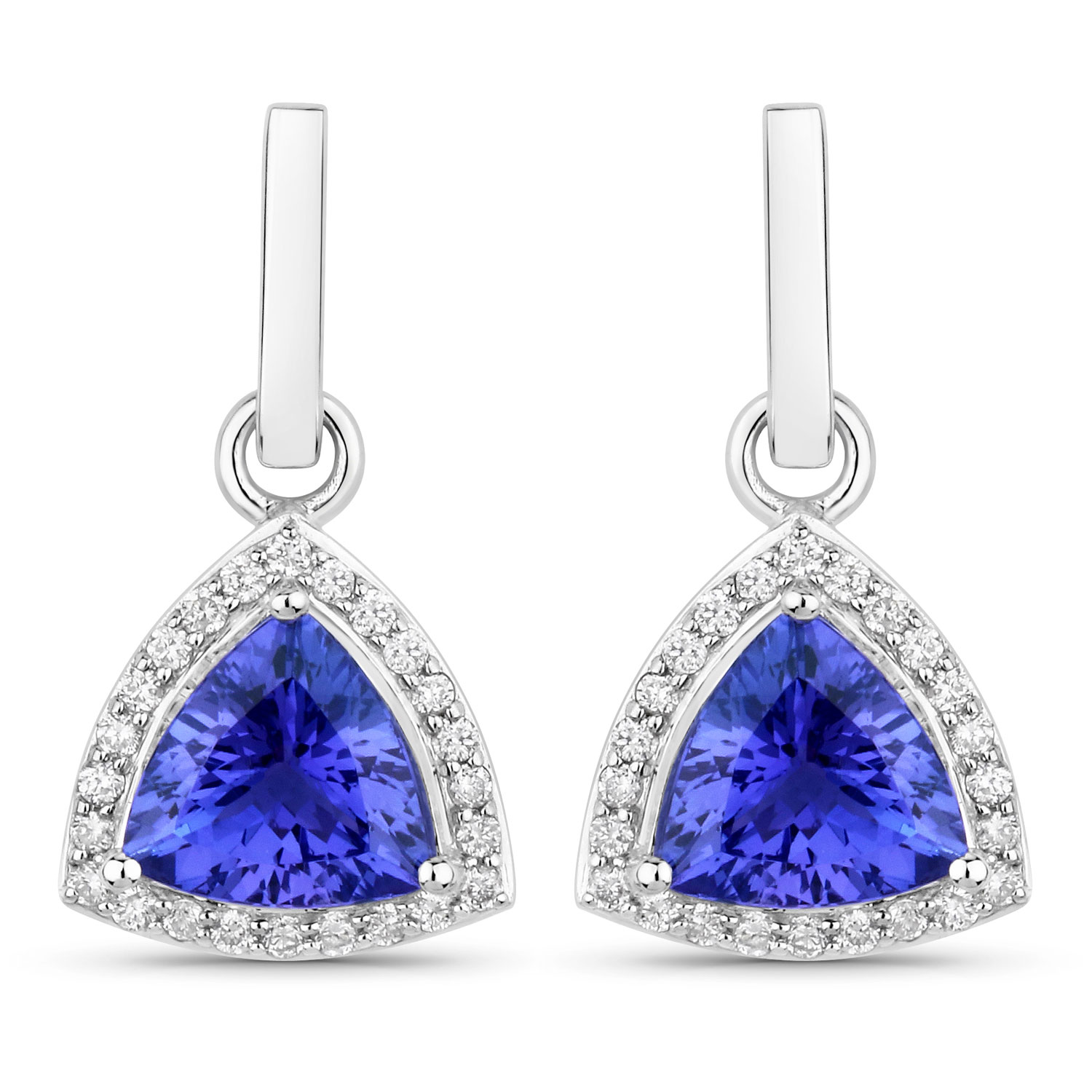 Trilliant Tanzanite and DIamond Dangling Earrings