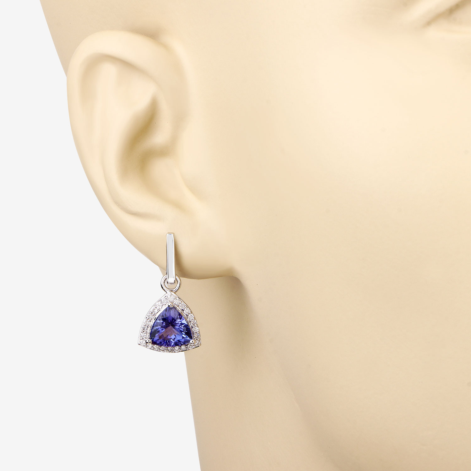 Trilliant Tanzanite and DIamond Dangling Earrings