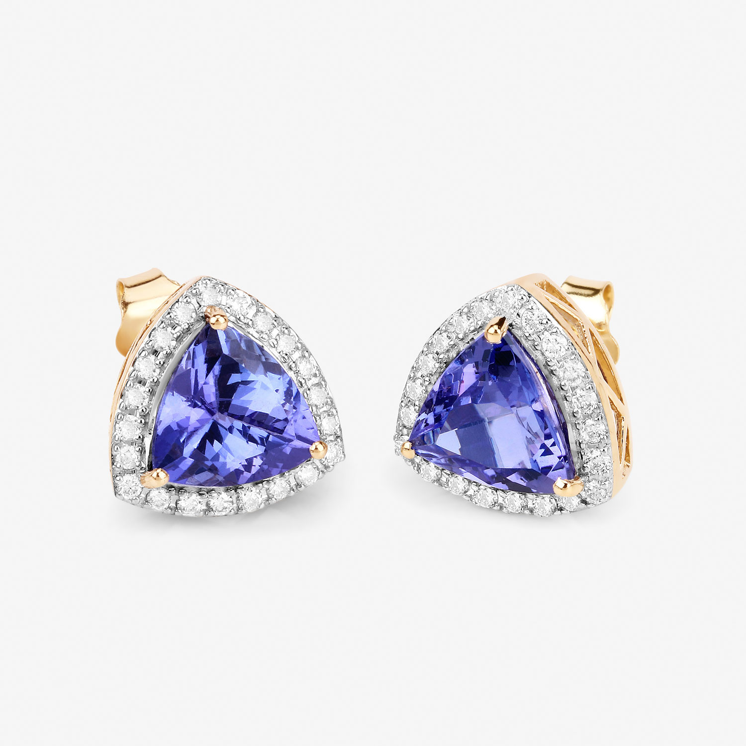 Trilliant-Cut Tanzanite and Diamond Button Earrings