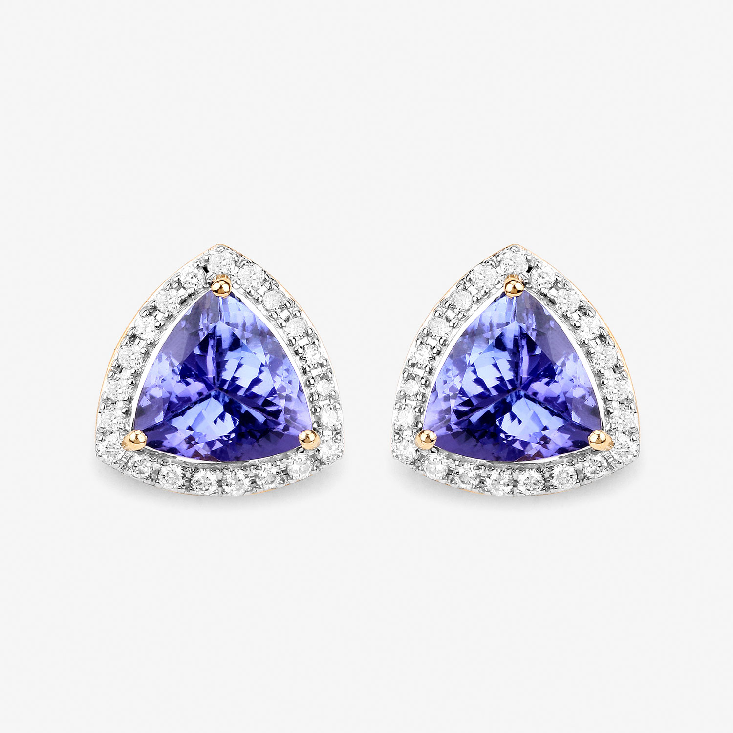 Trilliant-Cut Tanzanite and Diamond Button Earrings