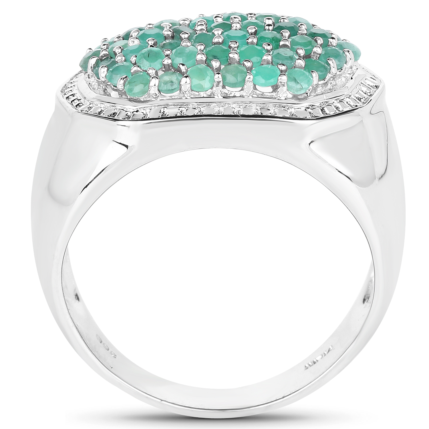 1.42CTW Emerald Man's Cluster Ring-Sterling Silver