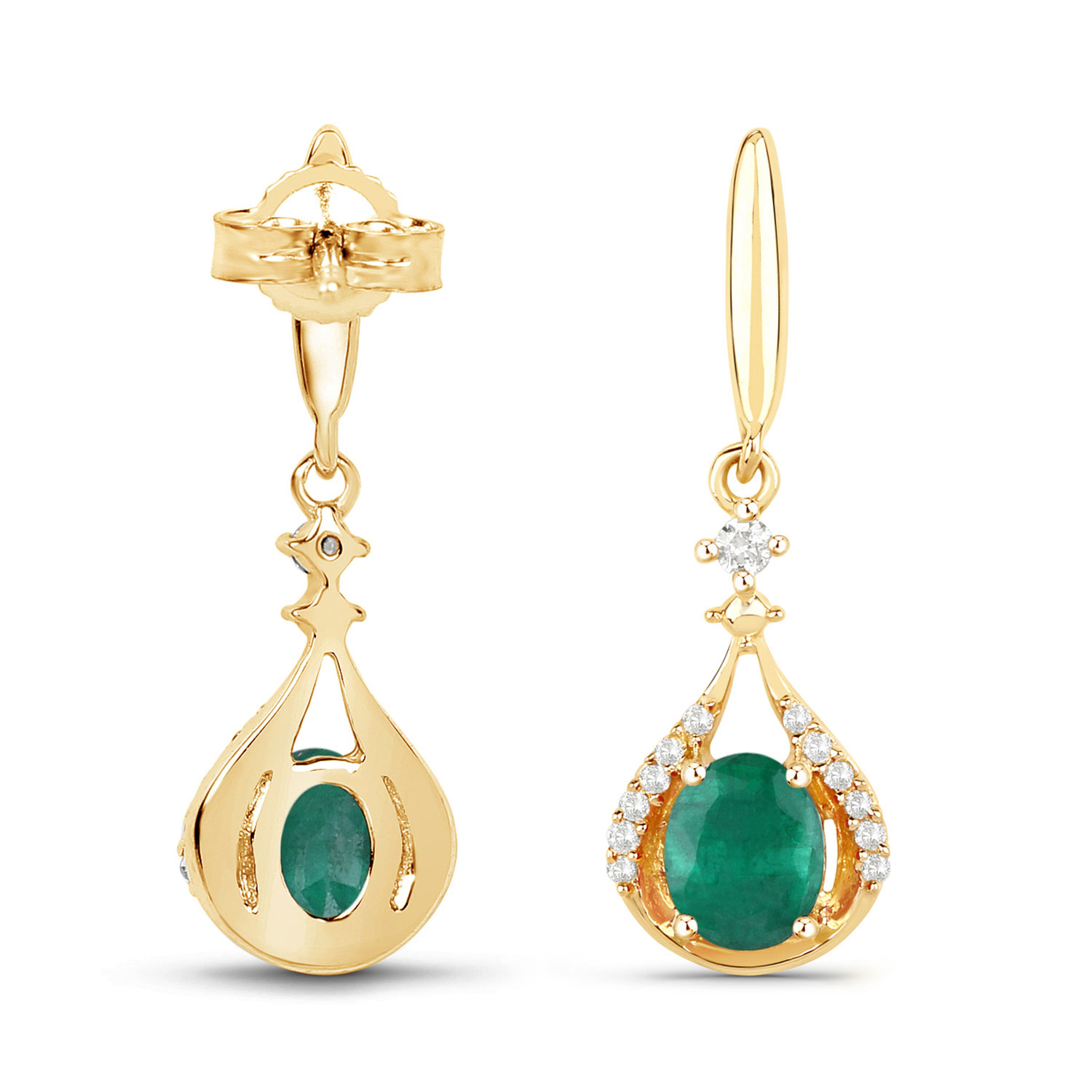 Genuine Zambian Emerald & Diamond Dangle Earrings
