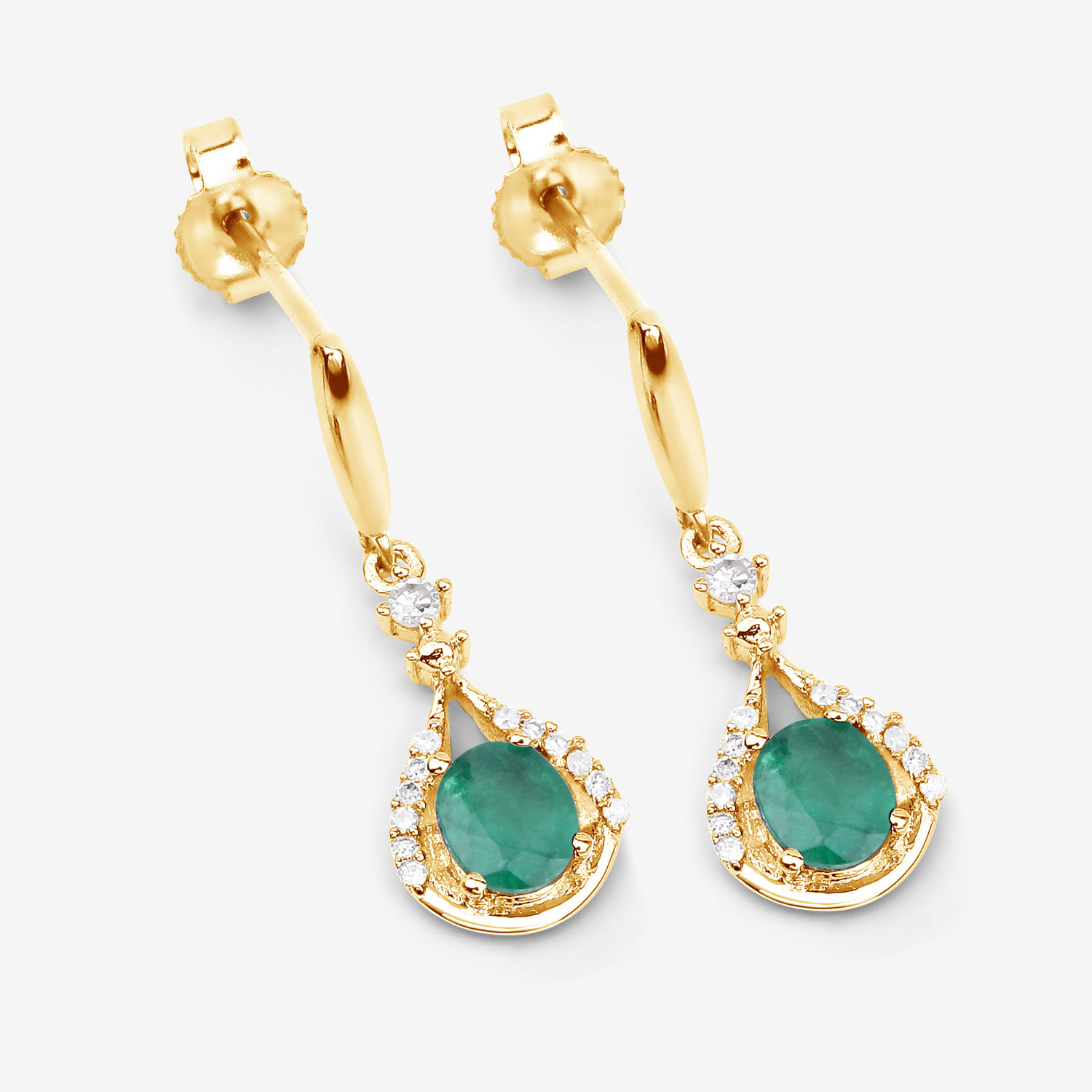 Genuine Zambian Emerald & Diamond Dangle Earrings