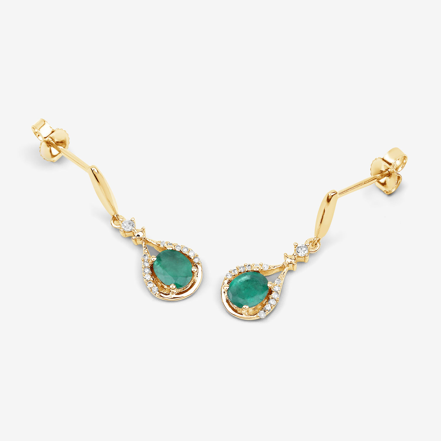 Genuine Zambian Emerald & Diamond Dangle Earrings