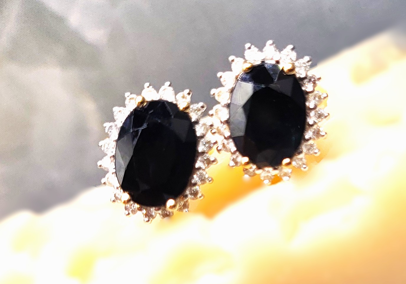 Iconic Blue Sapphire and Diamond Halo Earrings