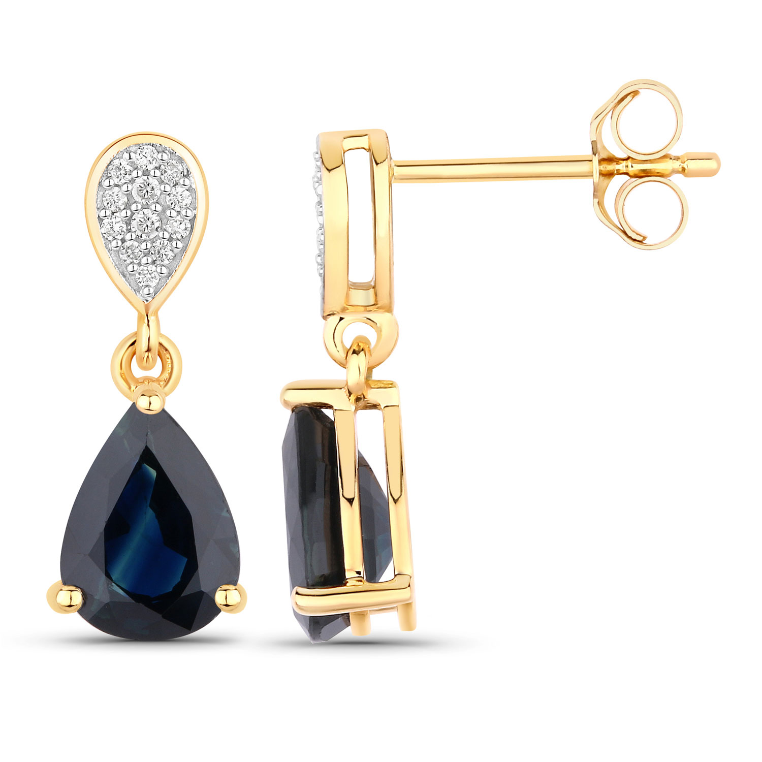 Elegant Blue Sapphire and Diamond Dangle Earrings