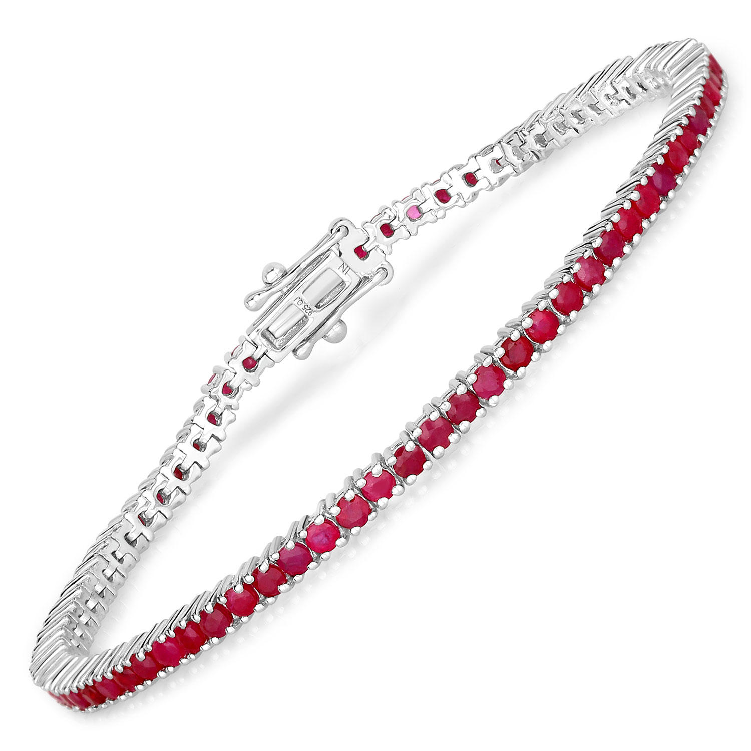 Genuine Ruby Sterling Silver Eternity Bracelet