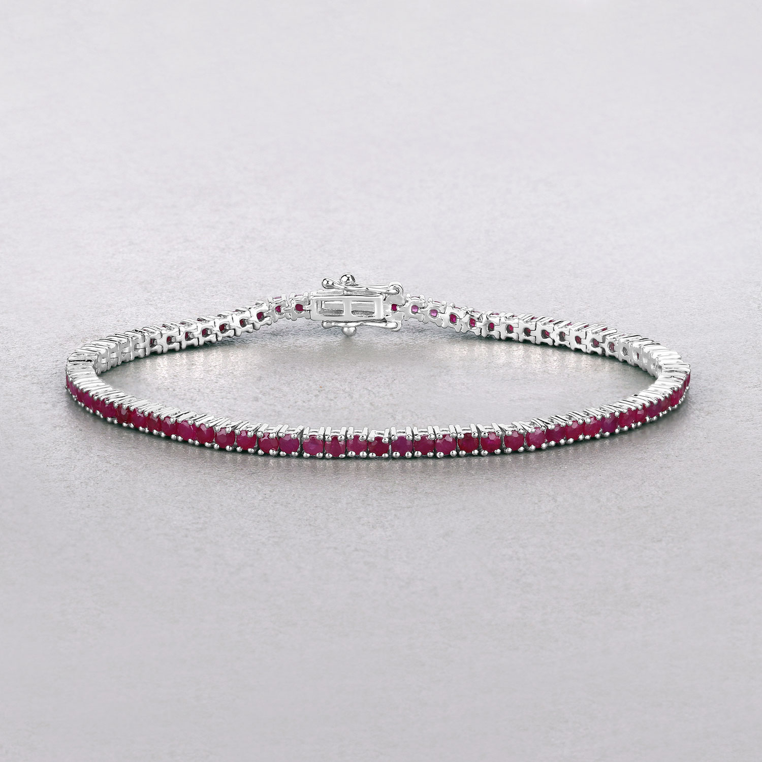 Genuine Ruby Sterling Silver Eternity Bracelet