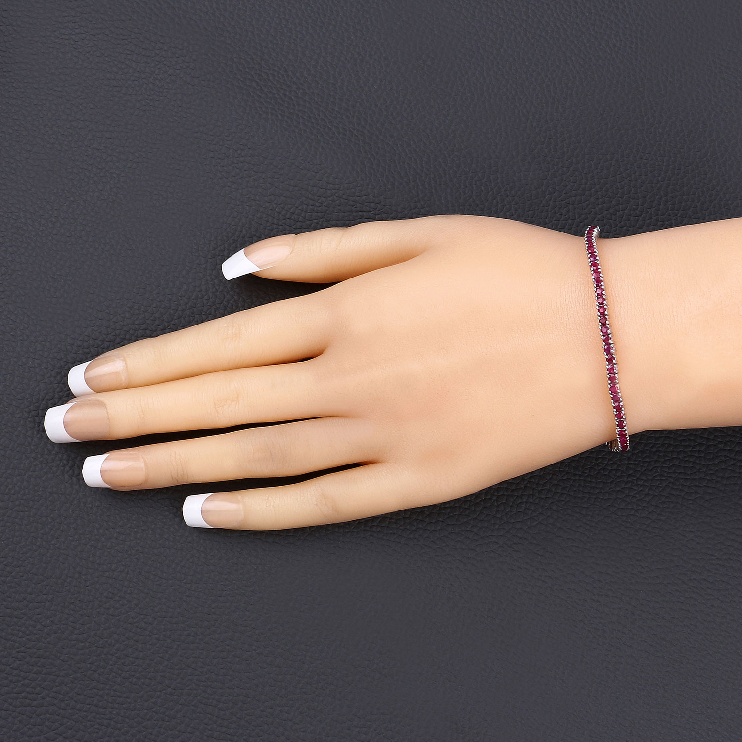 Genuine Ruby Sterling Silver Eternity Bracelet