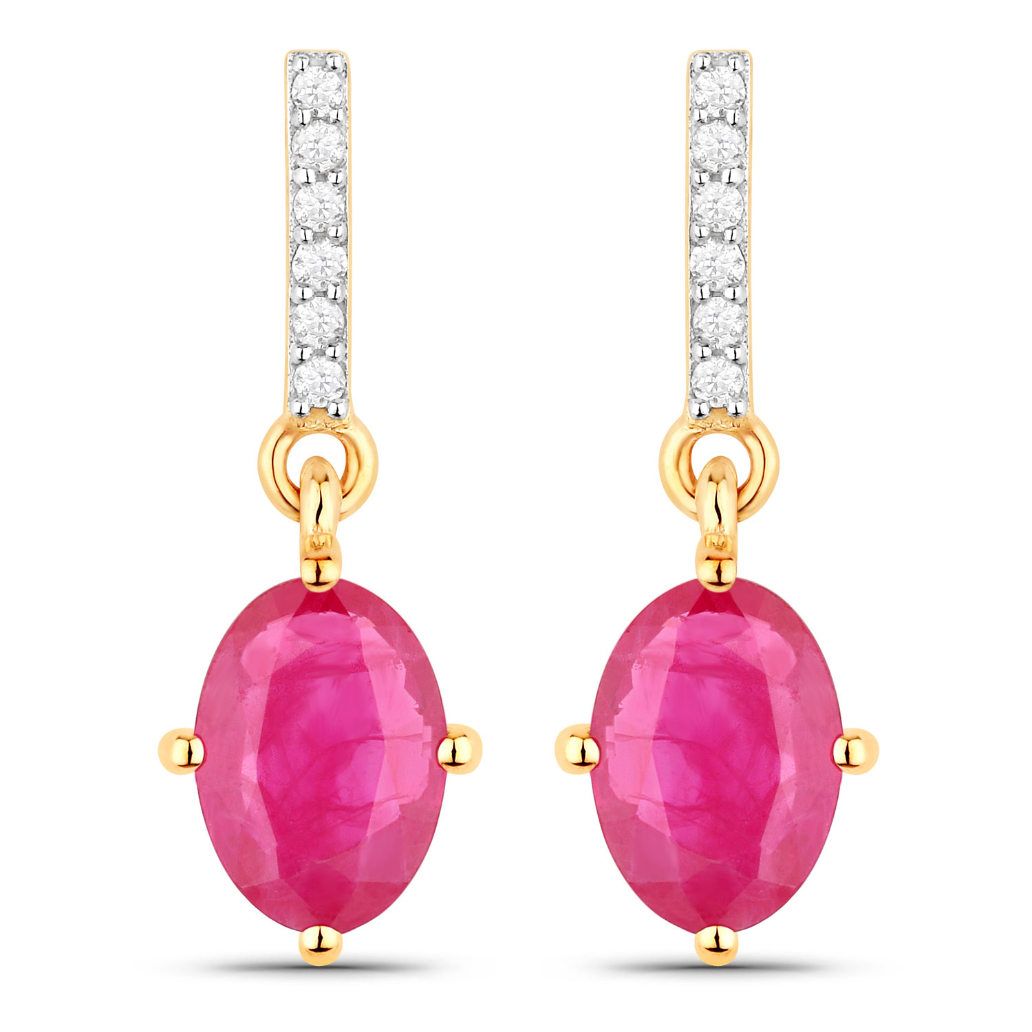 Ruby and Diamond Dangling Earrings