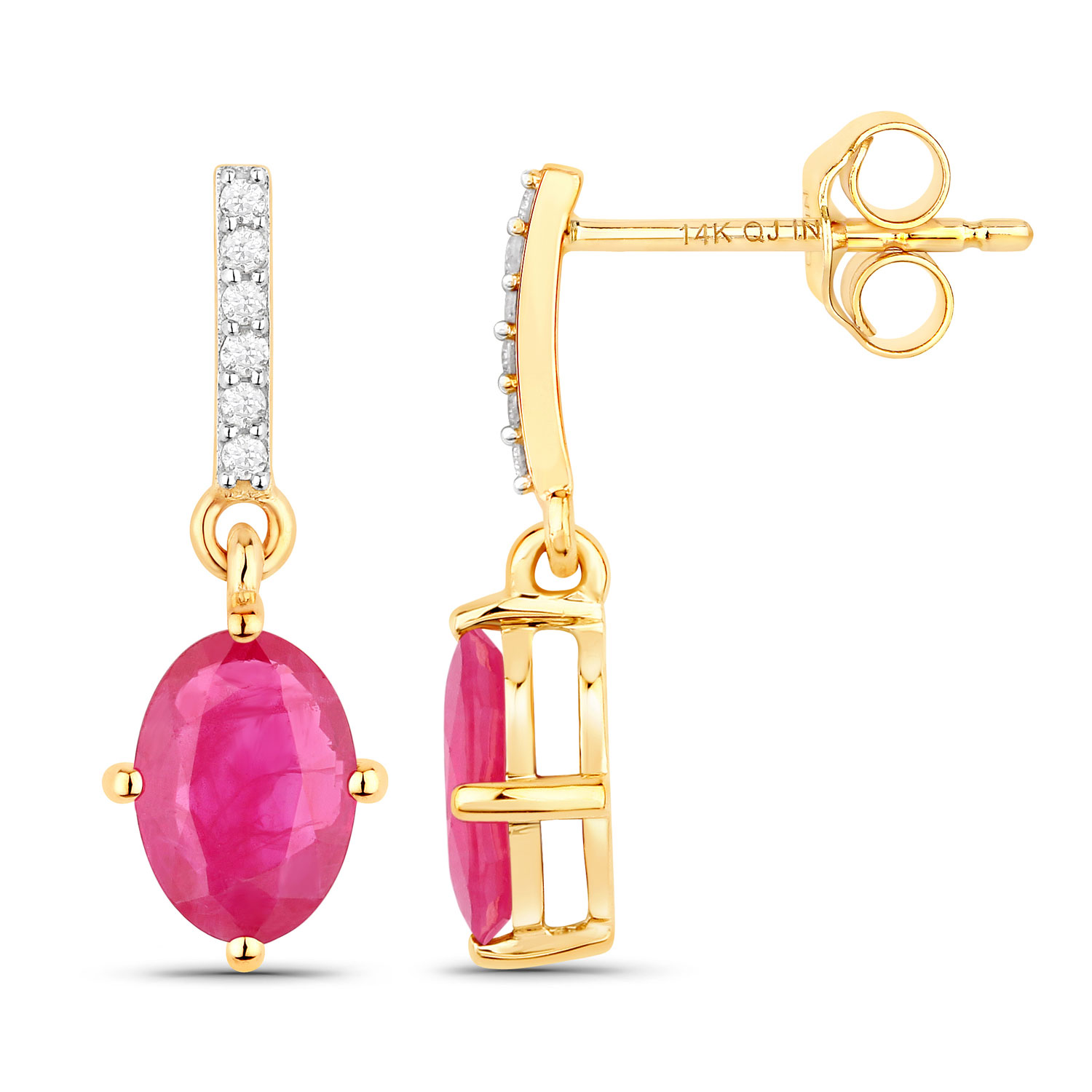 Ruby and Diamond Dangling Earrings