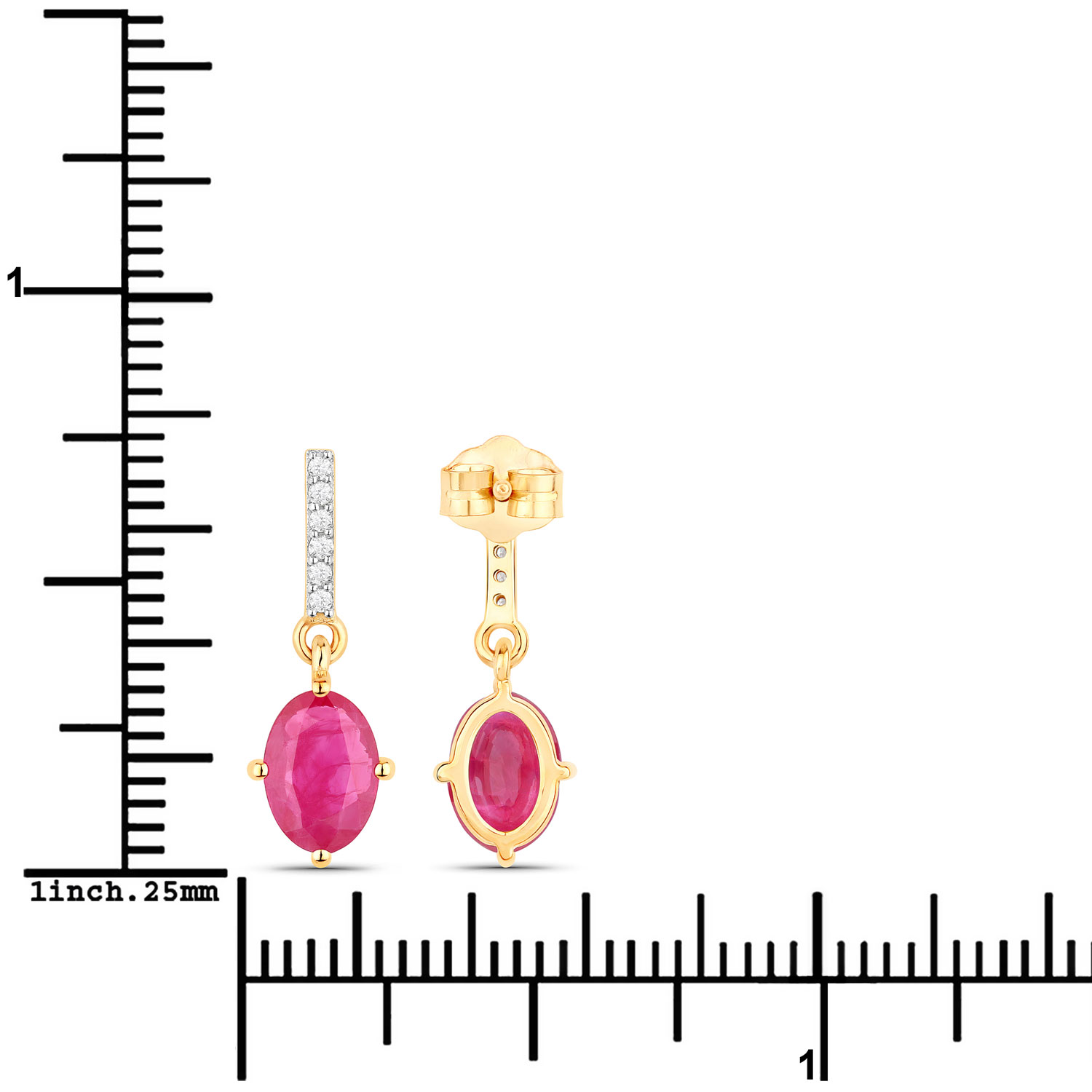 Ruby and Diamond Dangling Earrings