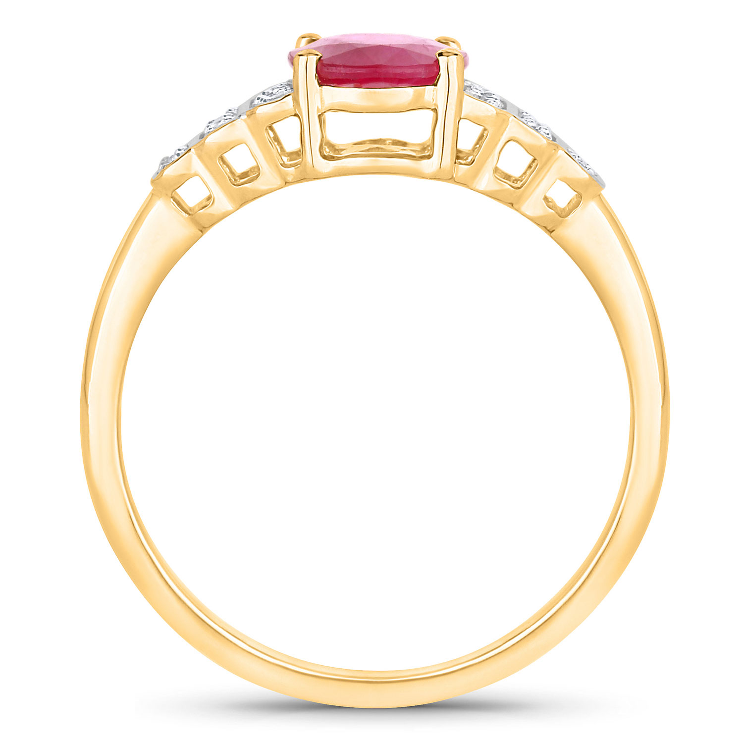 Oval-Cut Ruby Ring with Diamond Tapering Shoulders